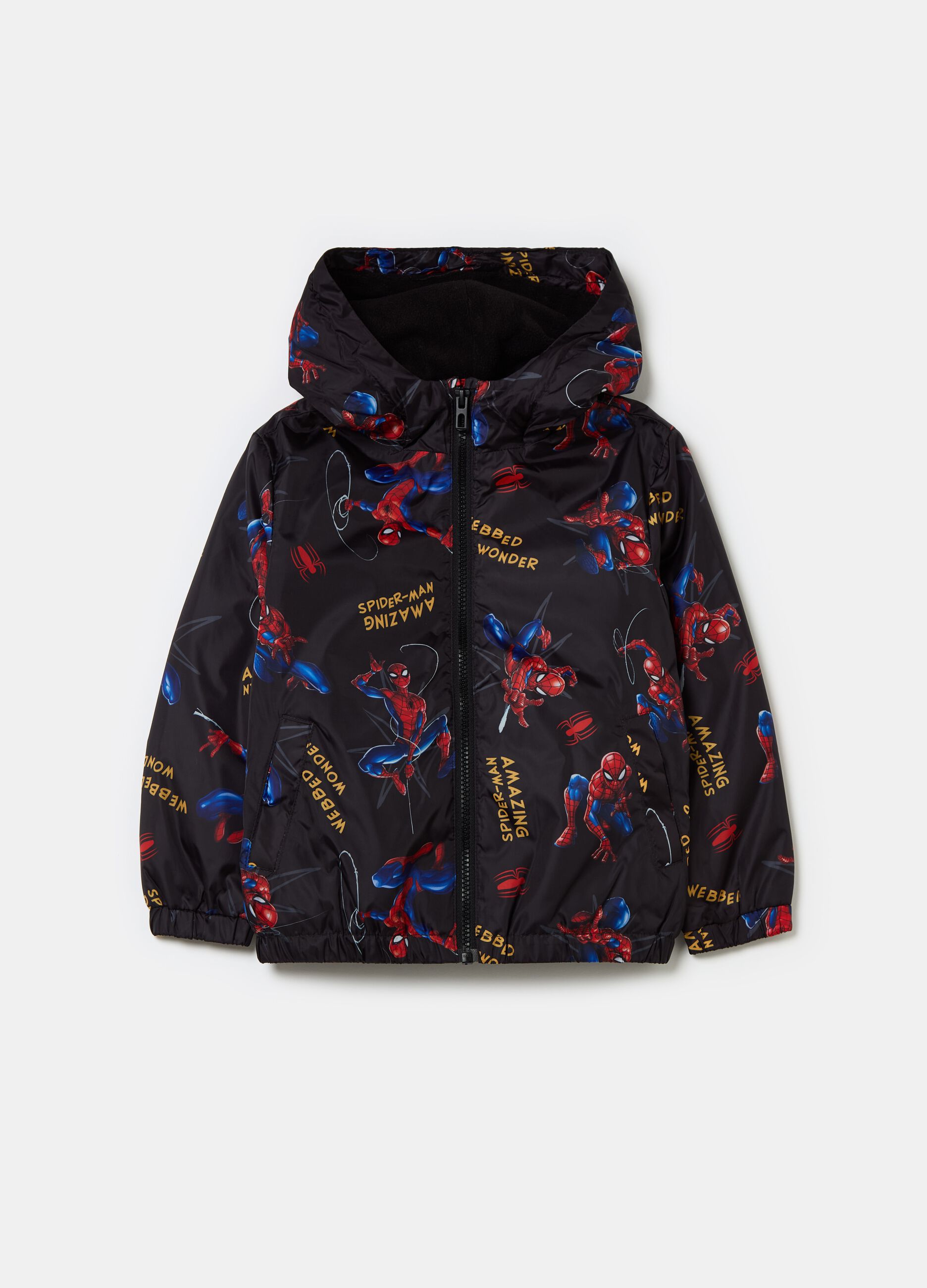 Short full-zip jacket with Spider-Man print