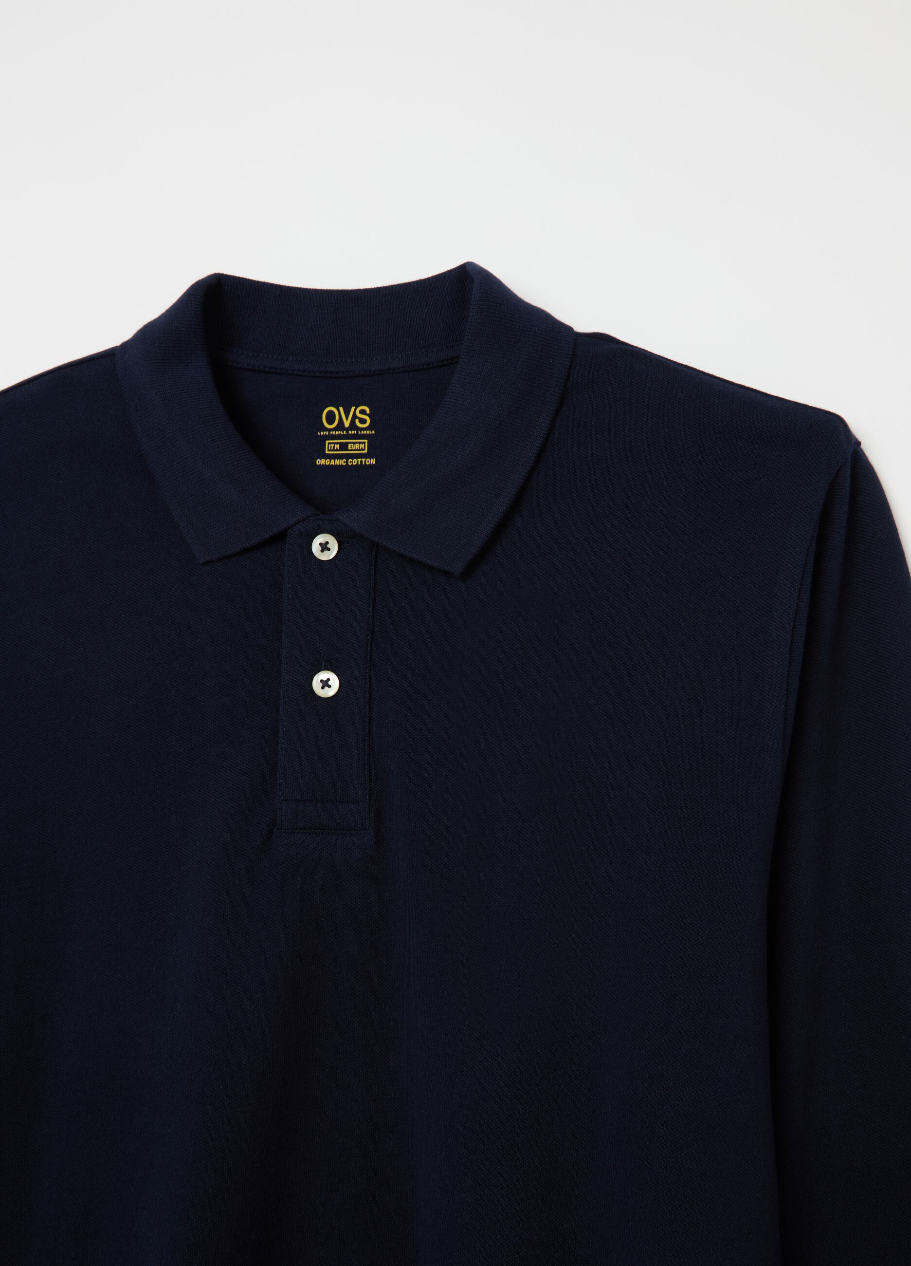 Cotton polo shirt with long sleeves