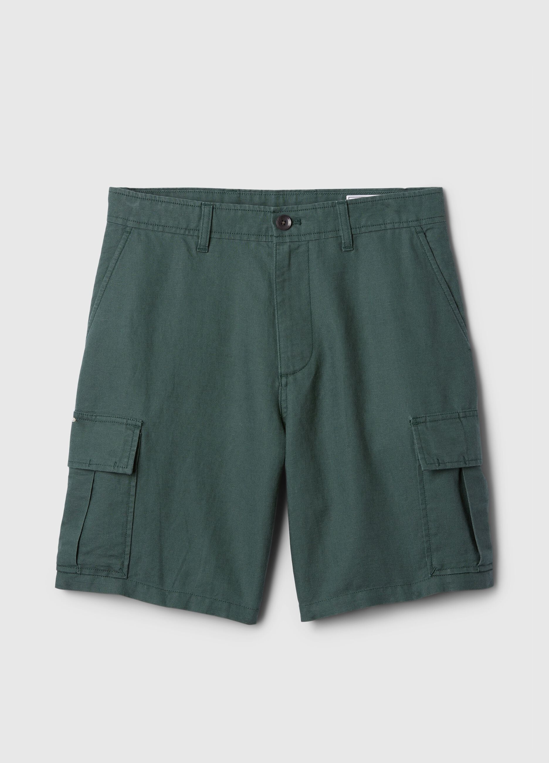 Cargo Bermuda shorts in linen and cotton