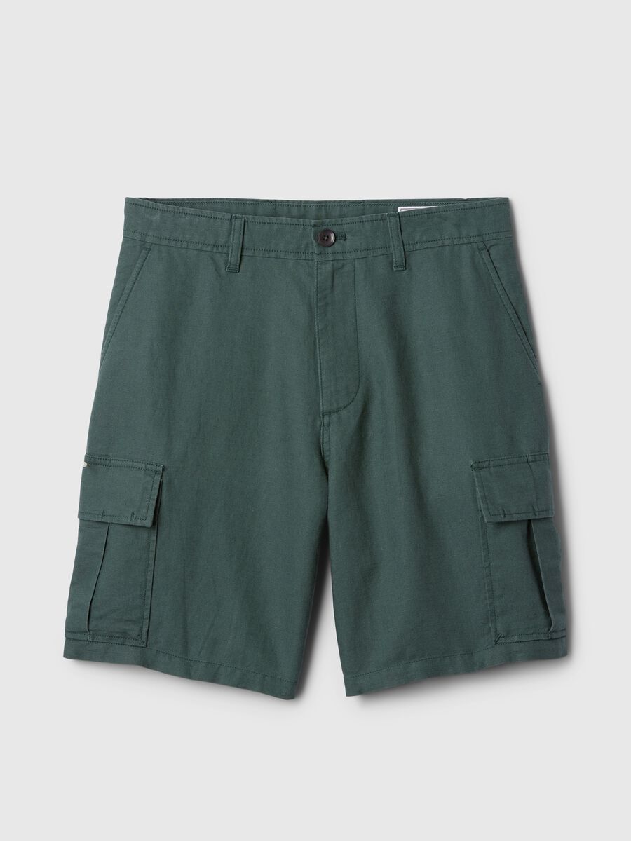 Cargo Bermuda shorts in linen and cotton_3