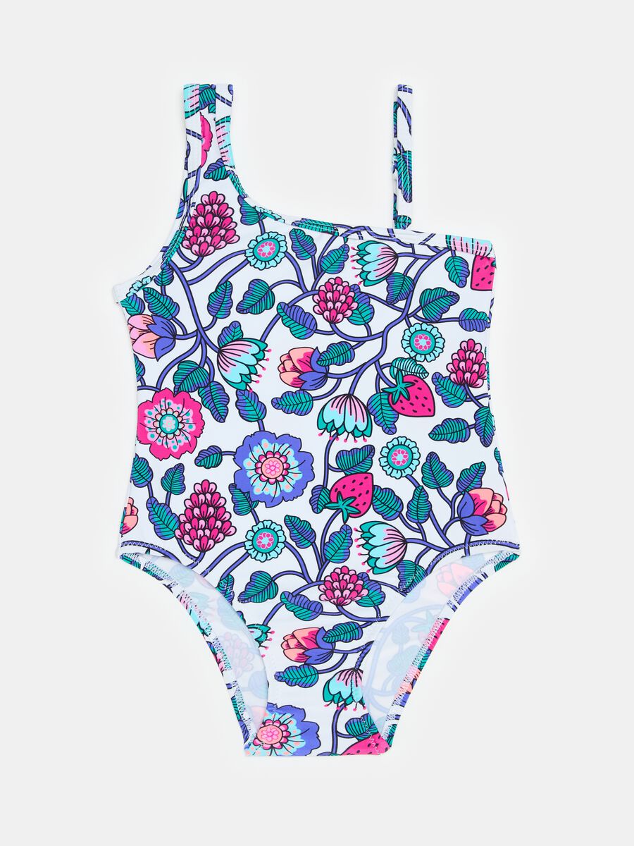 One-piece swimsuit with strawberries print_0