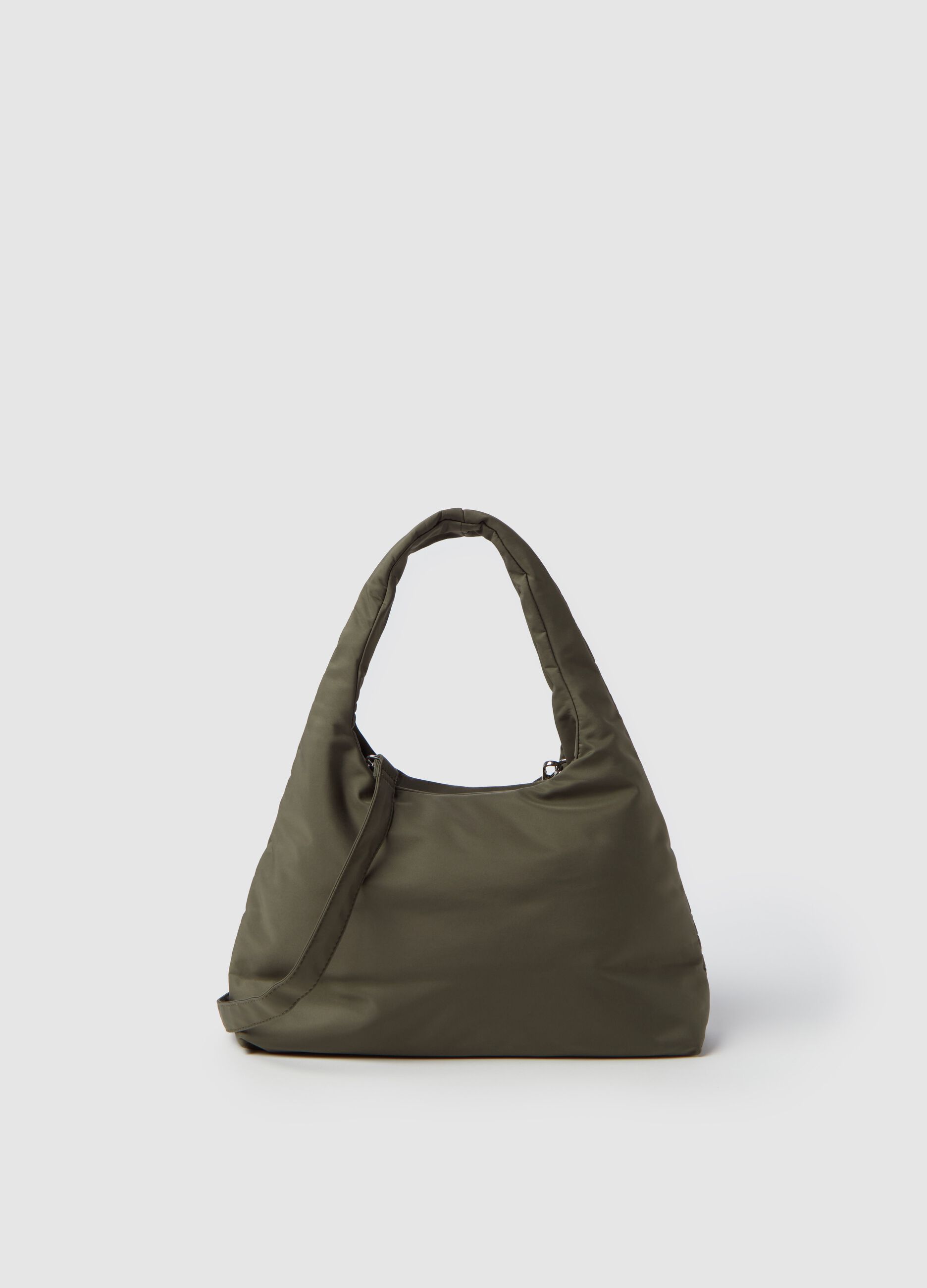 Nylon hobo bag with shoulder strap