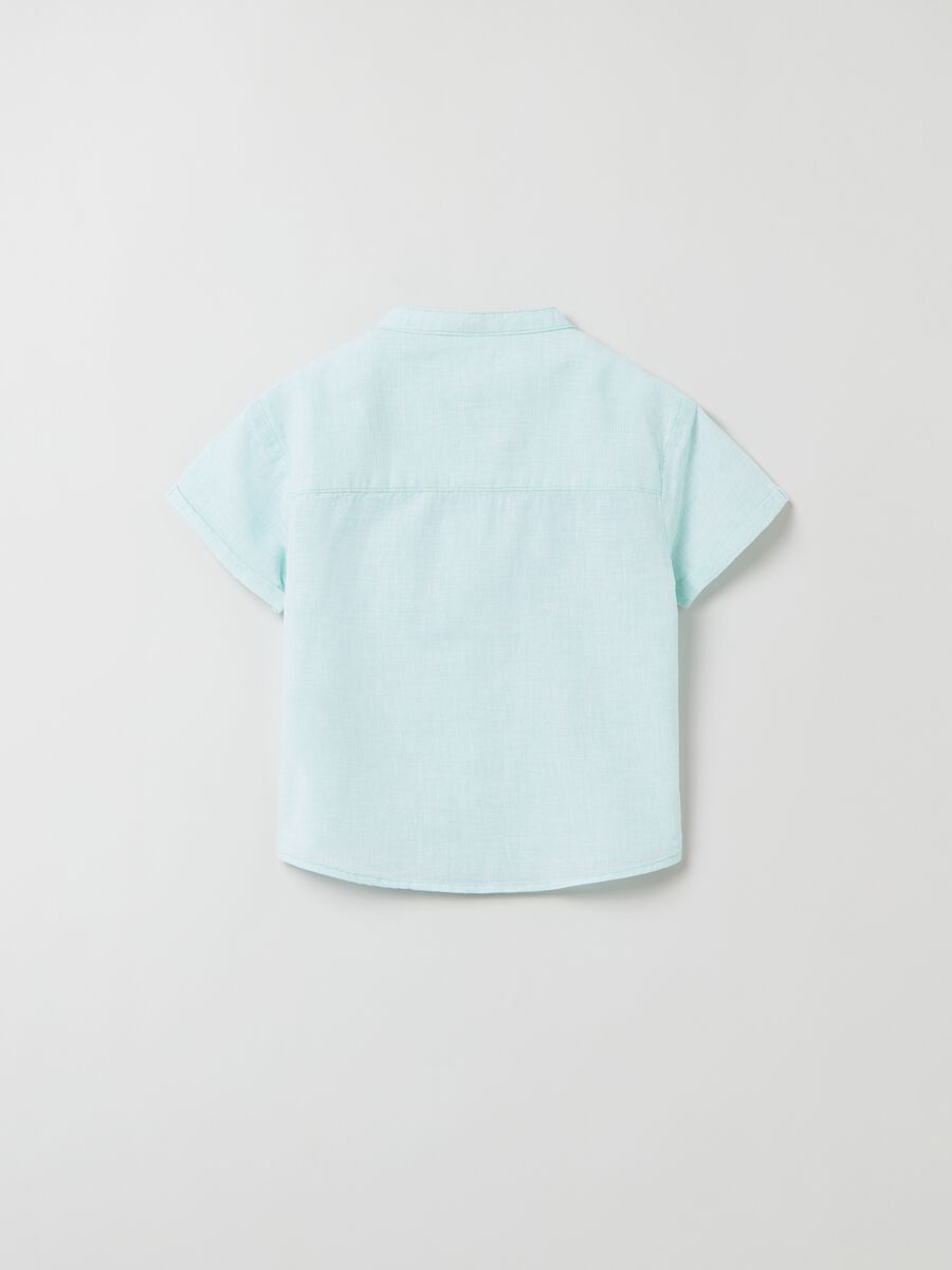 Camicia in cotone e lino con taschino_1