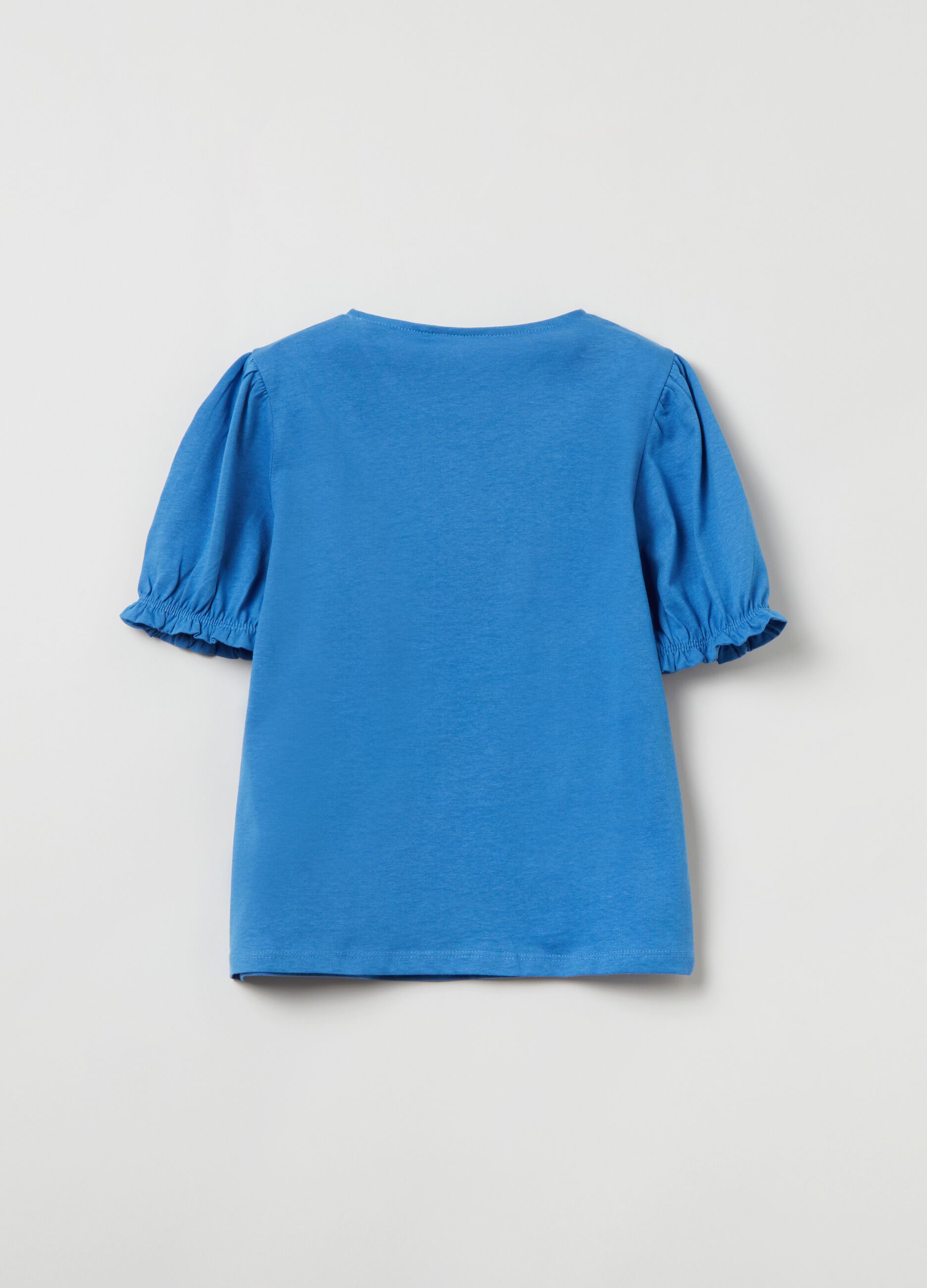 T-shirt with puff sleeves and print