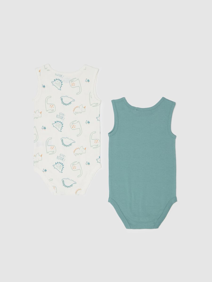 Two-pack organic cotton bodysuits with dinosaurs print_1