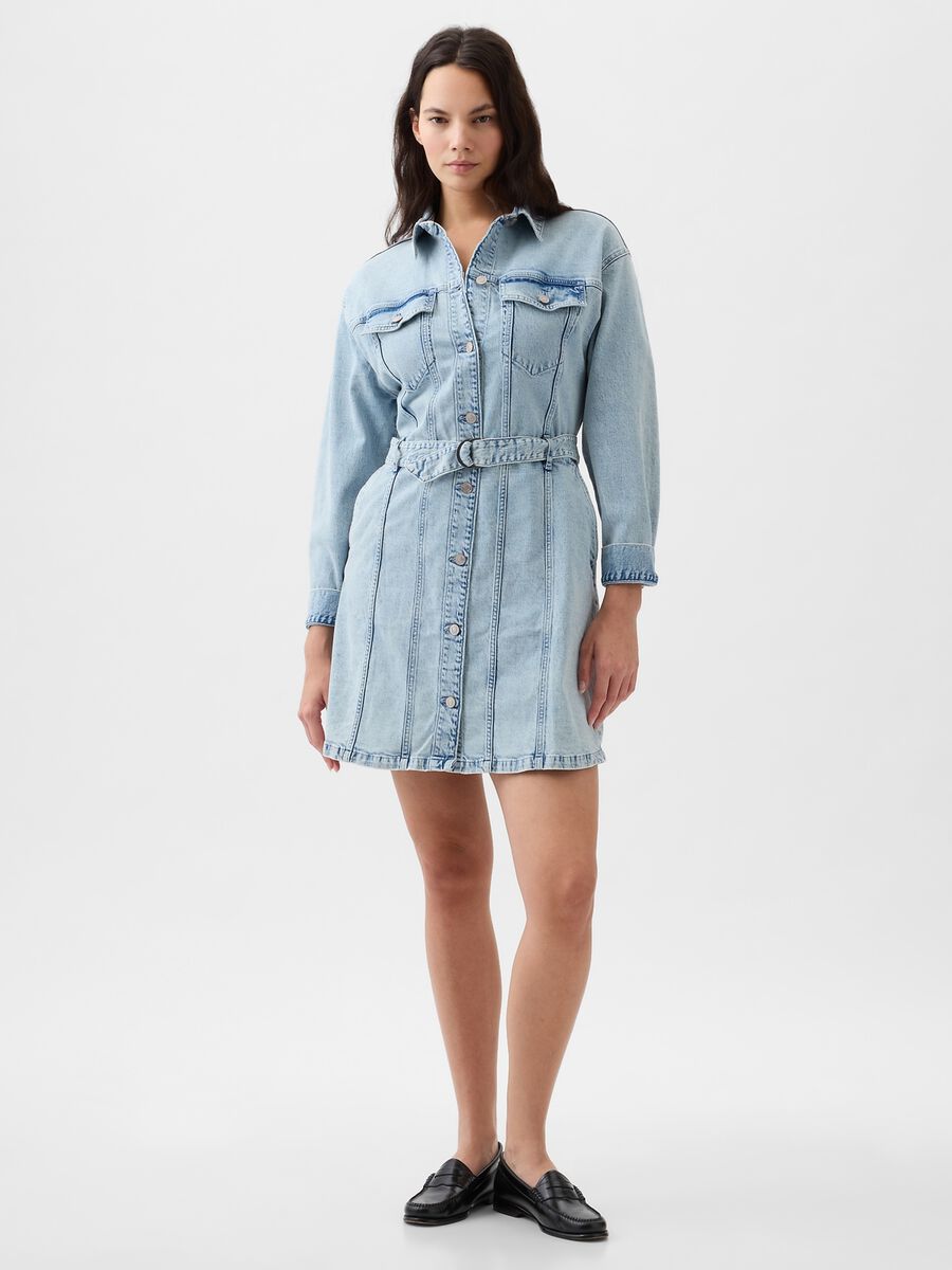 Short shirt dress in denim with belt_3