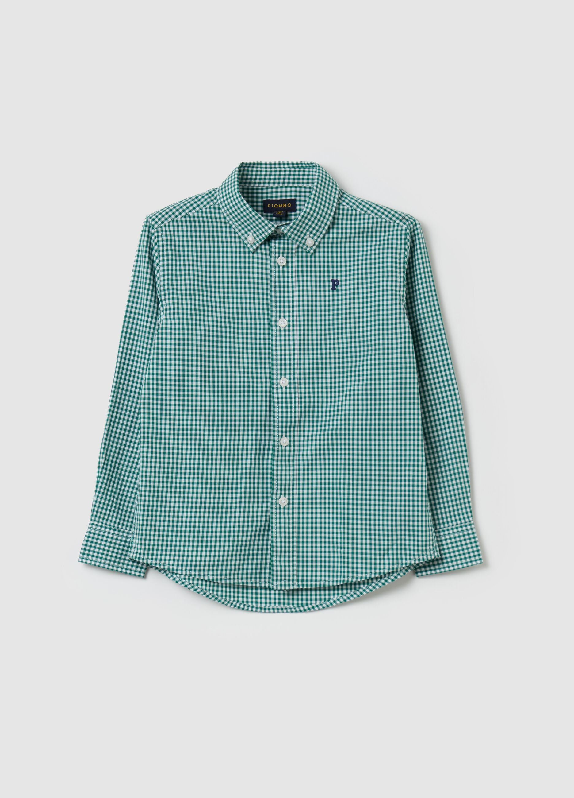 Camicia button-down vichy con ricamo logo