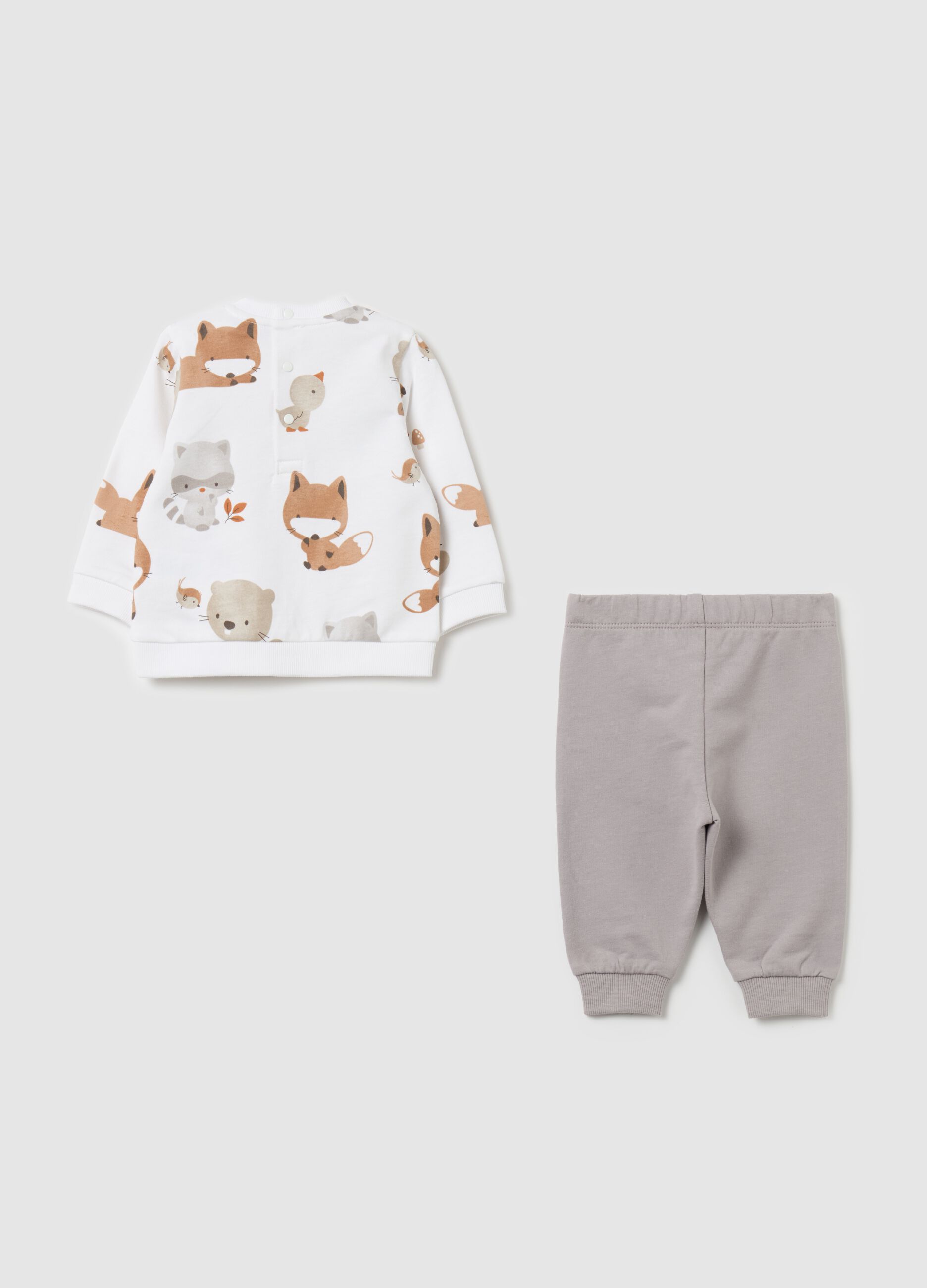 Jogging set in cotone bio stampa animaletti