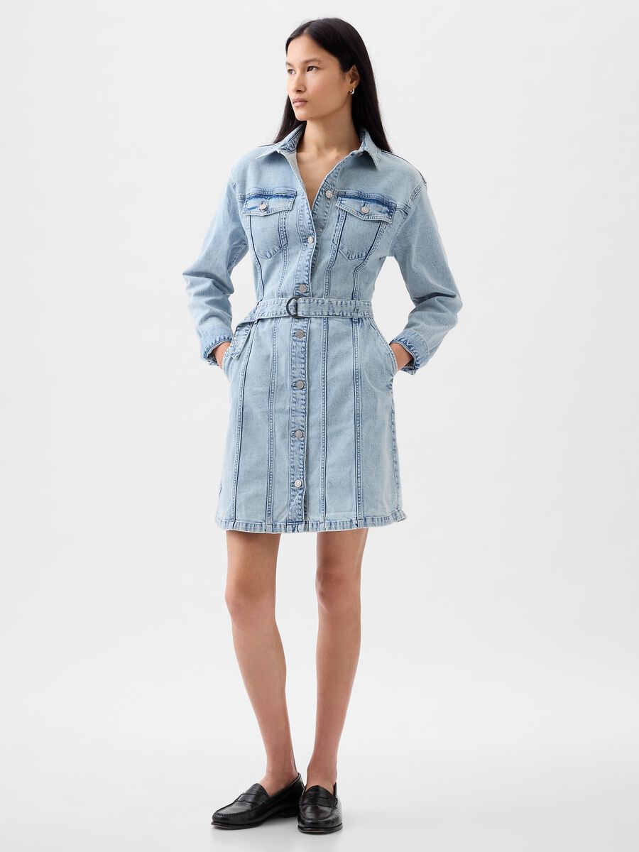 Short shirt dress in denim with belt_2