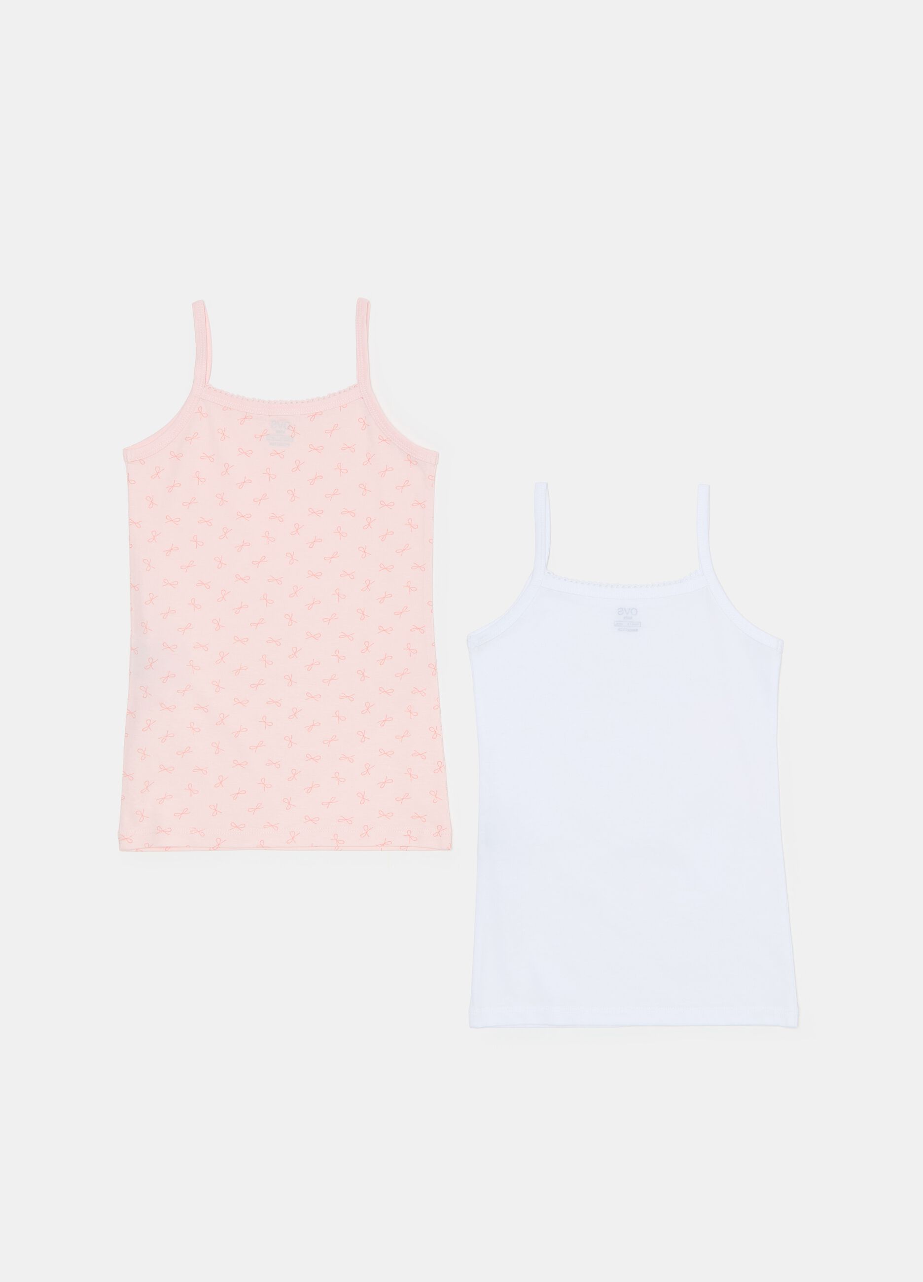 Two-pack vests in organic cotton with bow