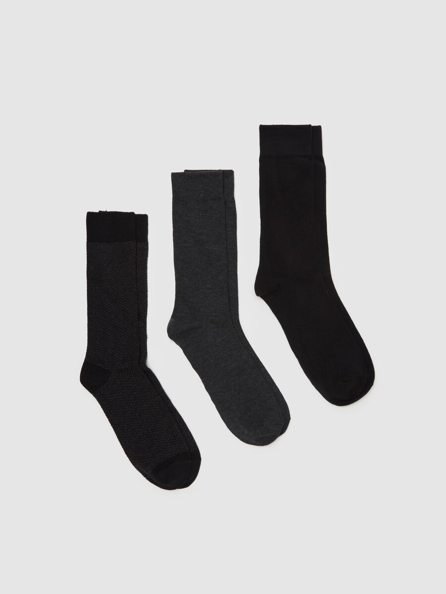 Three-pair pack short socks with geometric pattern_0