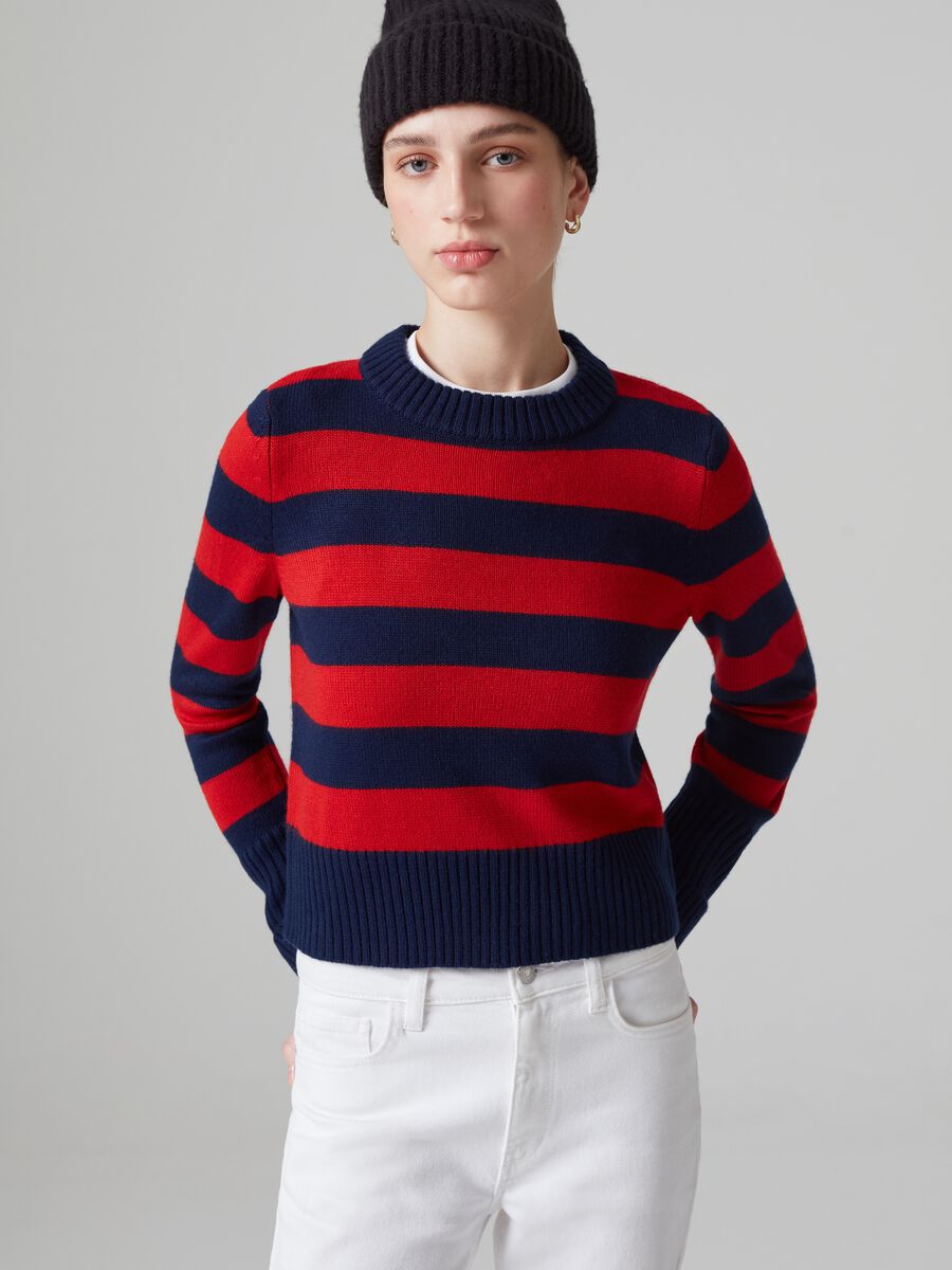 Pullover a righe con scollo rotondo_0