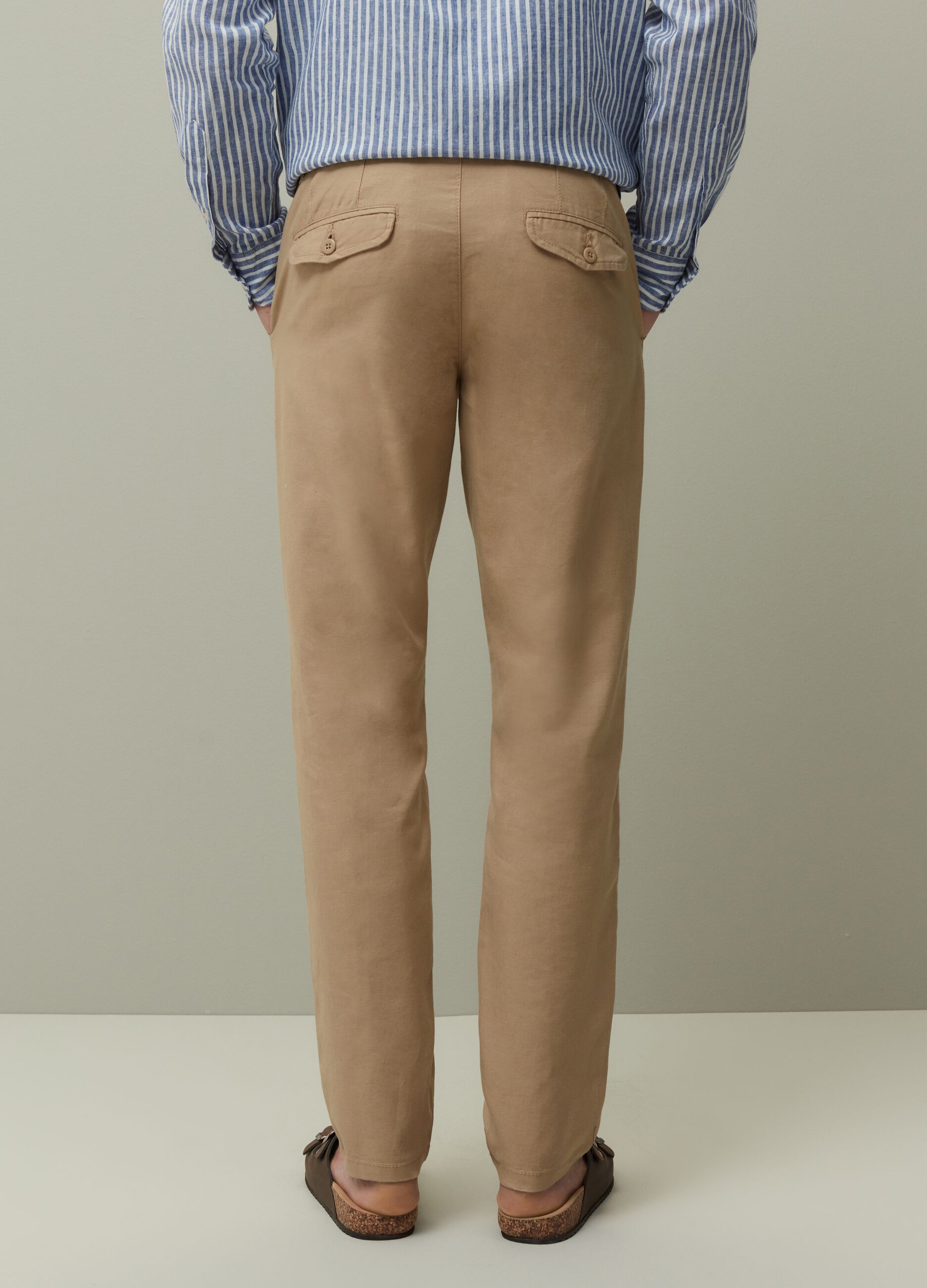 Cotton and linen chino trousers