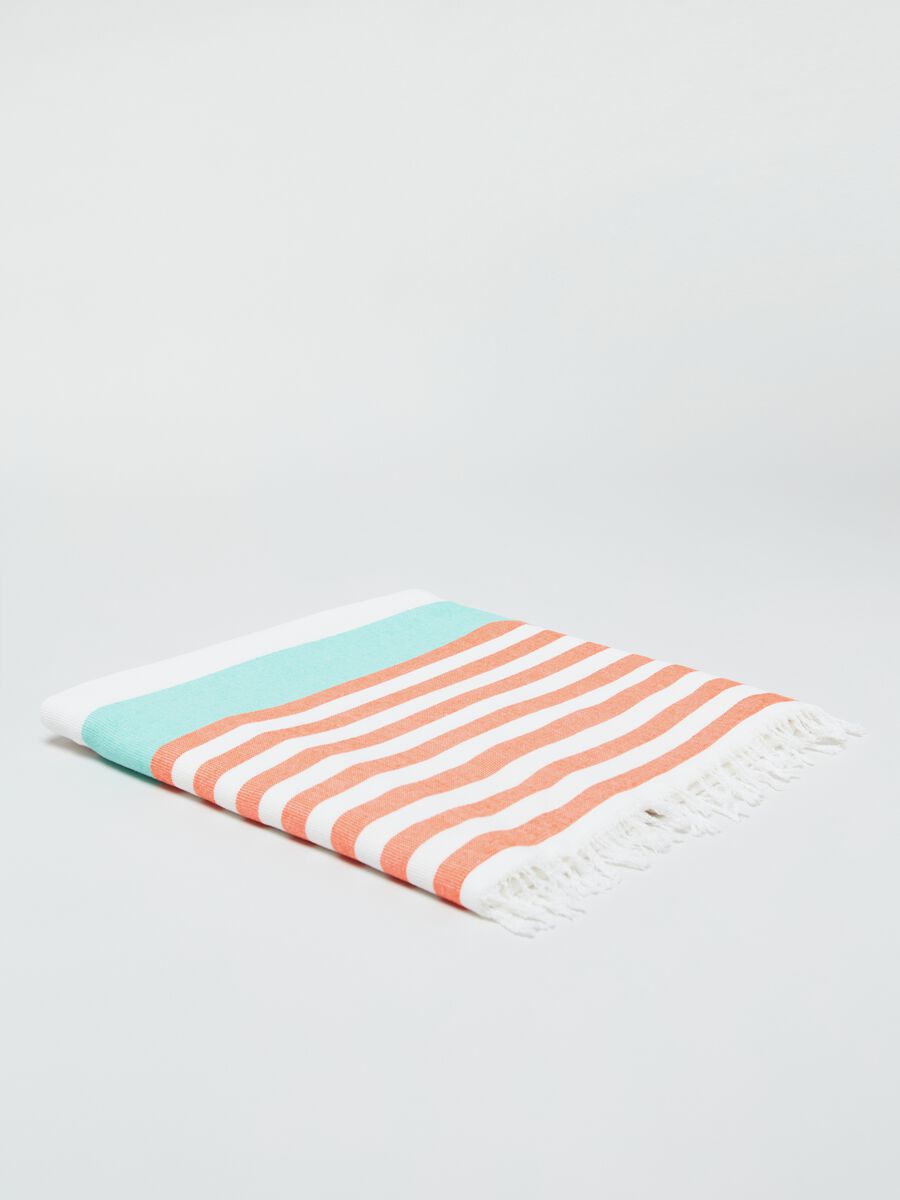 Striped beach towel in cotton_0