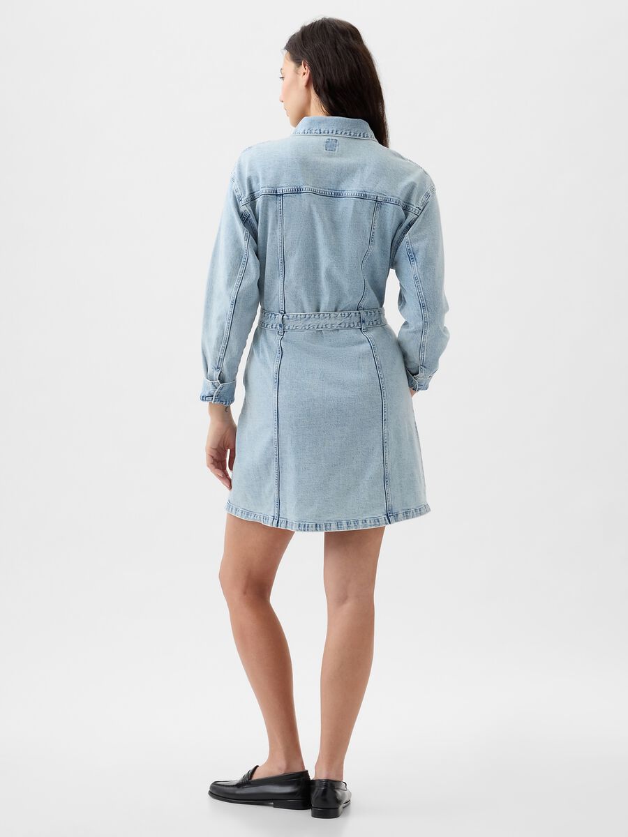 Short shirt dress in denim with belt_4