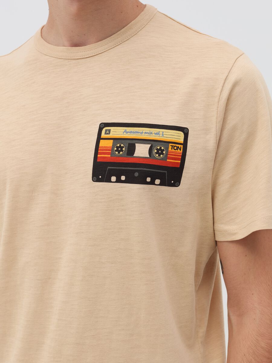 Slub jersey T-shirt with audio cassette print_3