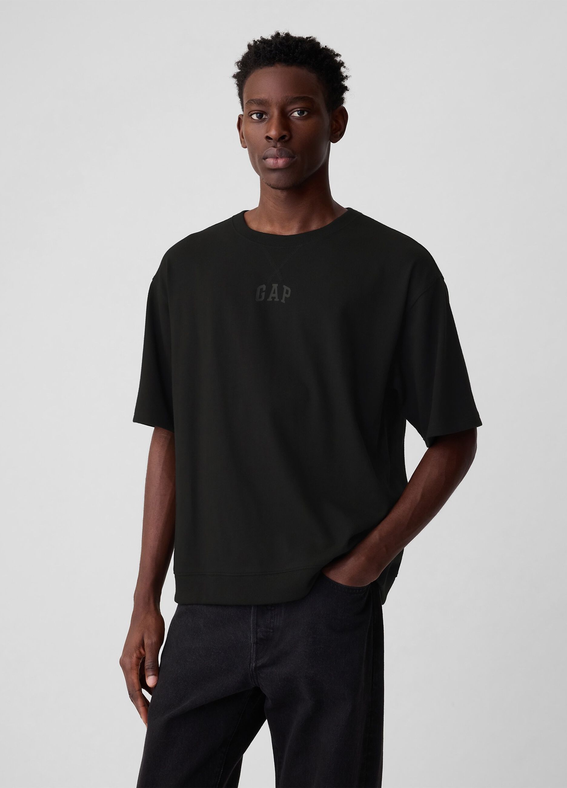 Fleece T-shirt with logo print