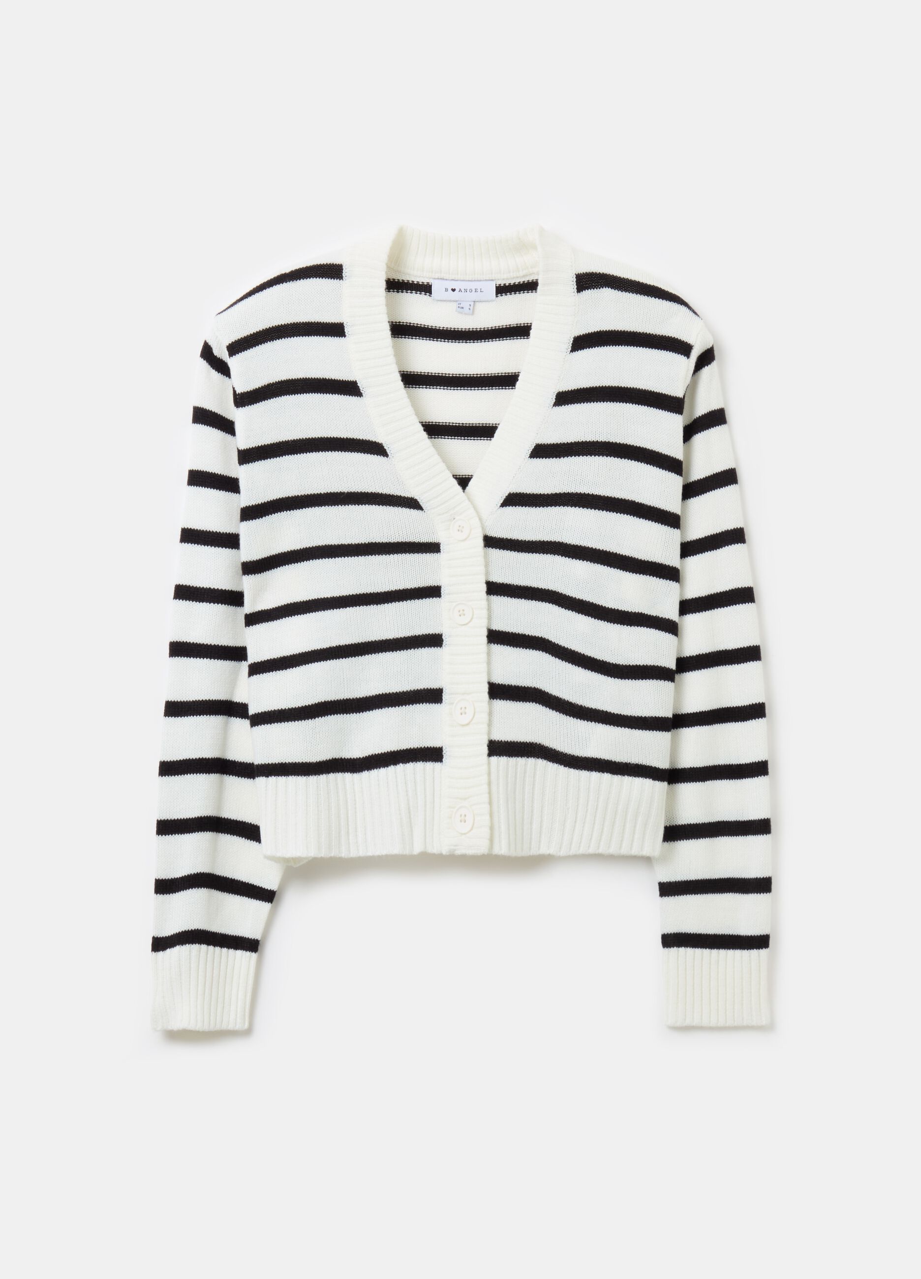 Cardigan with striped pattern and V neck