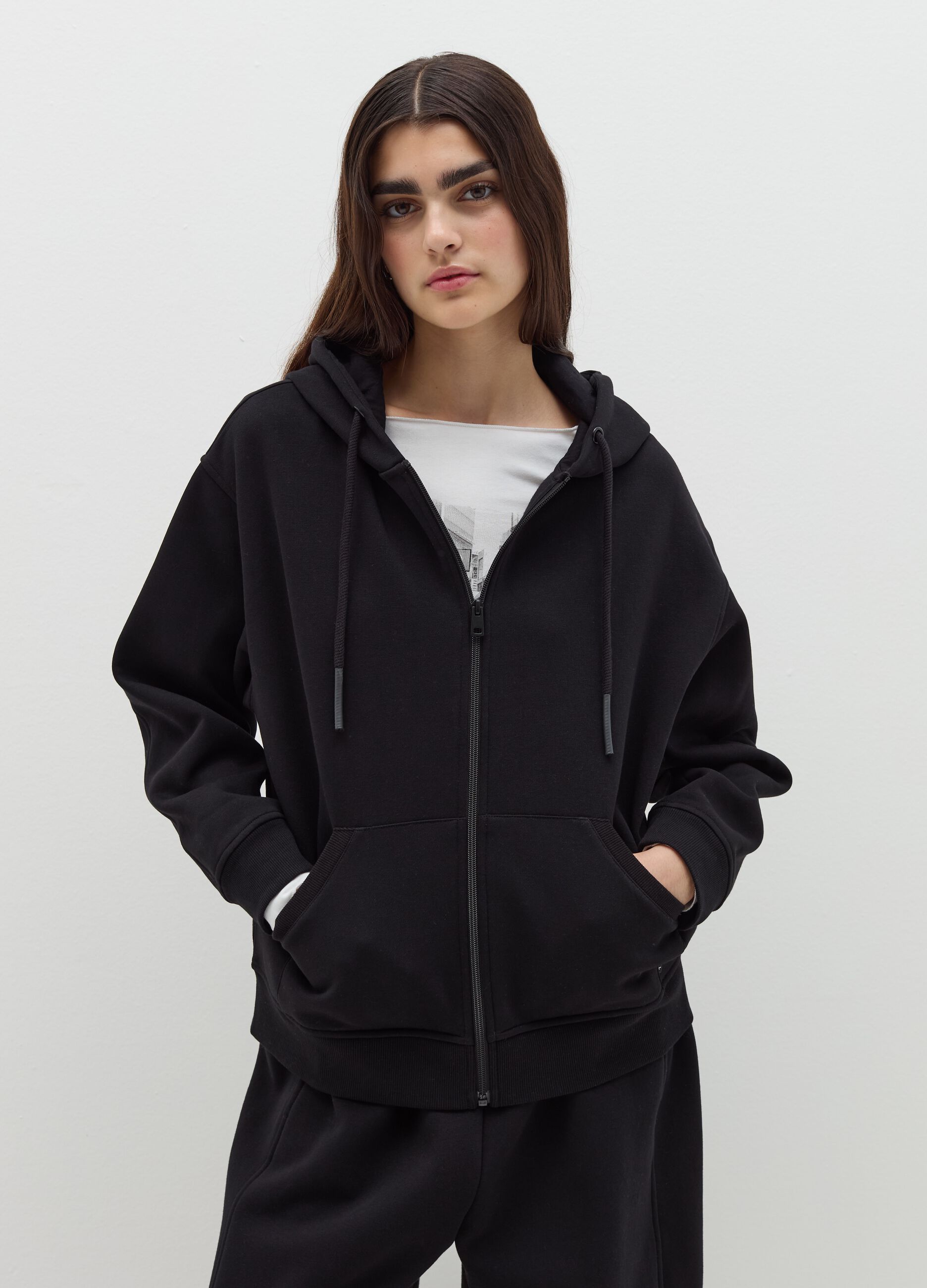 Felpa over full-zip con cappuccio