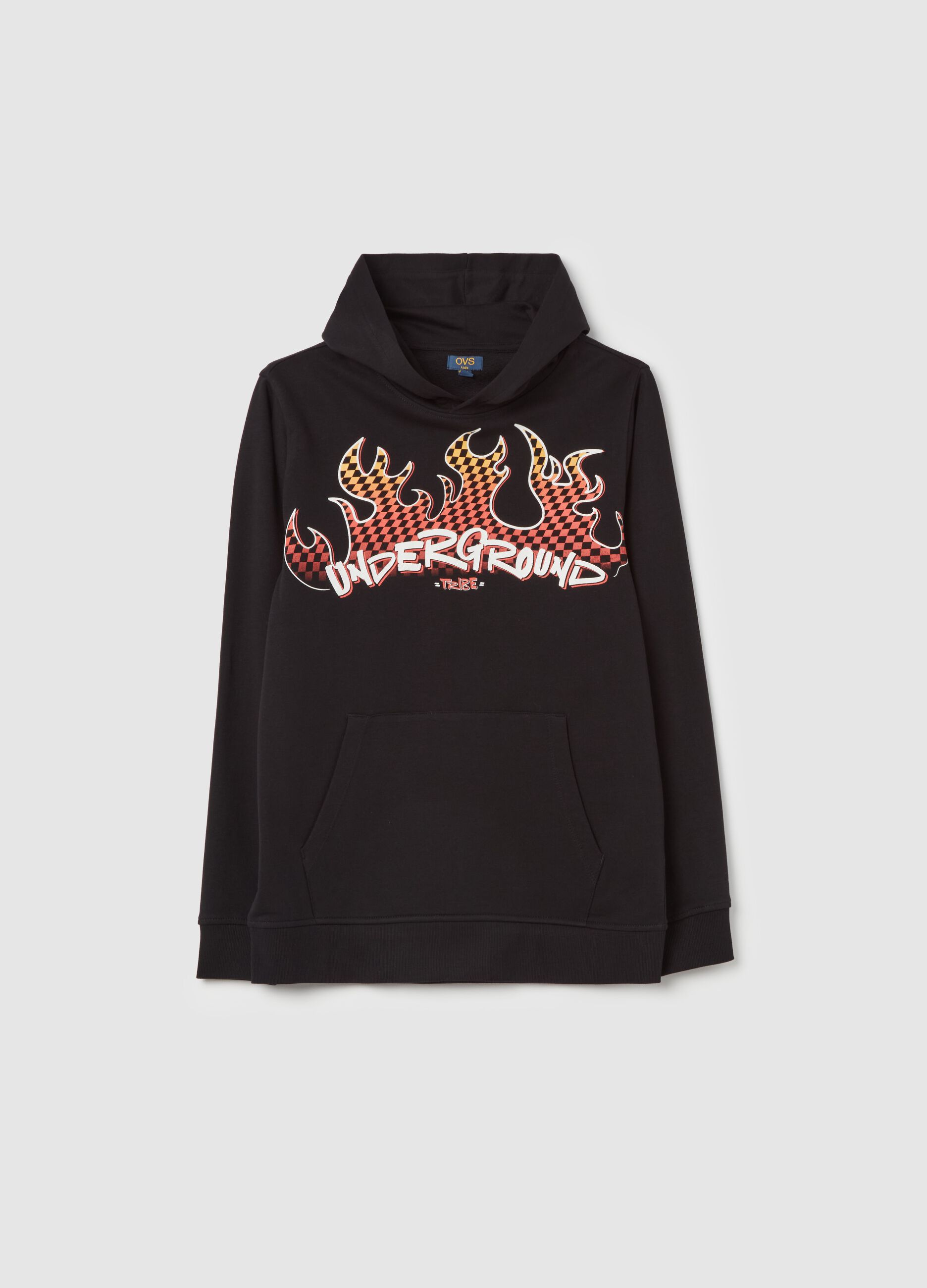 Sweatshirt with hood and "Underground TRIBE” print