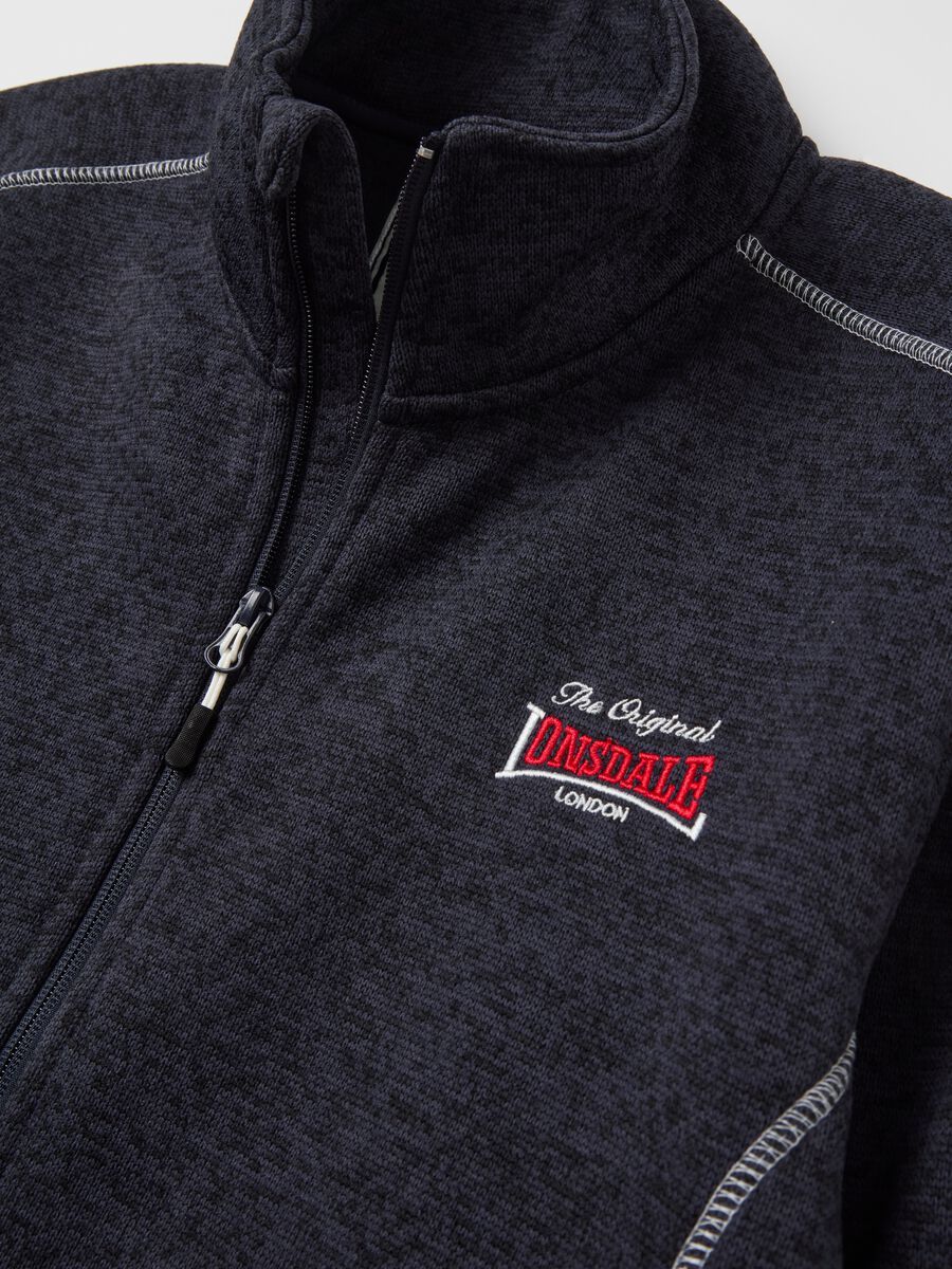 Mélange full-zip sweatshirt with high neck and logo_5