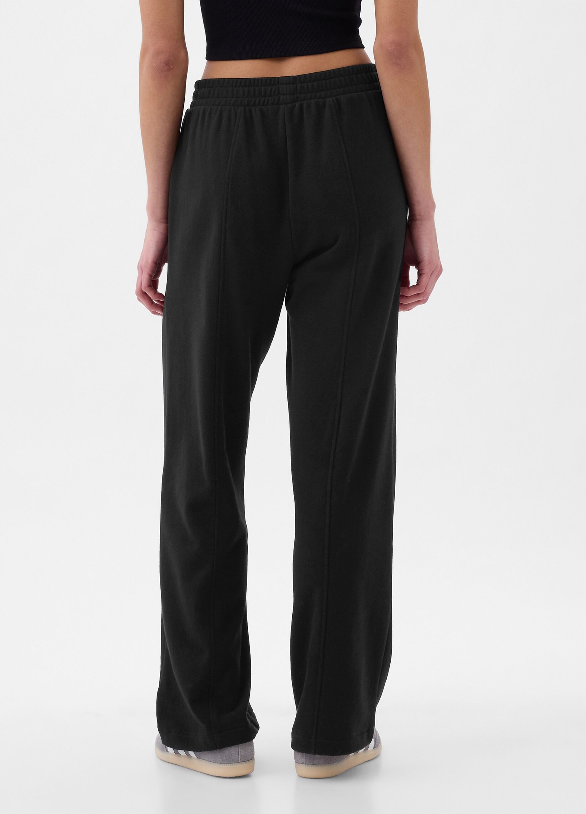 Wide-leg joggers in fleece with logo embroidery