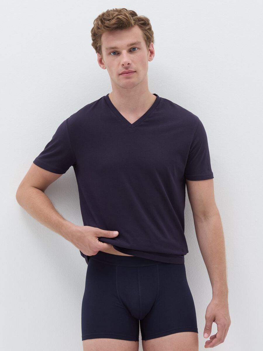 Stretch cotton boxers with external elastic_0