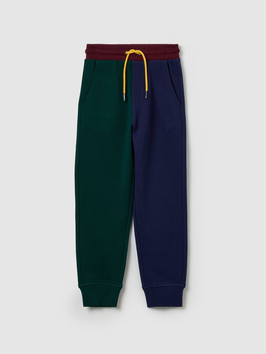 Colourblock fleece joggers with drawstring_0