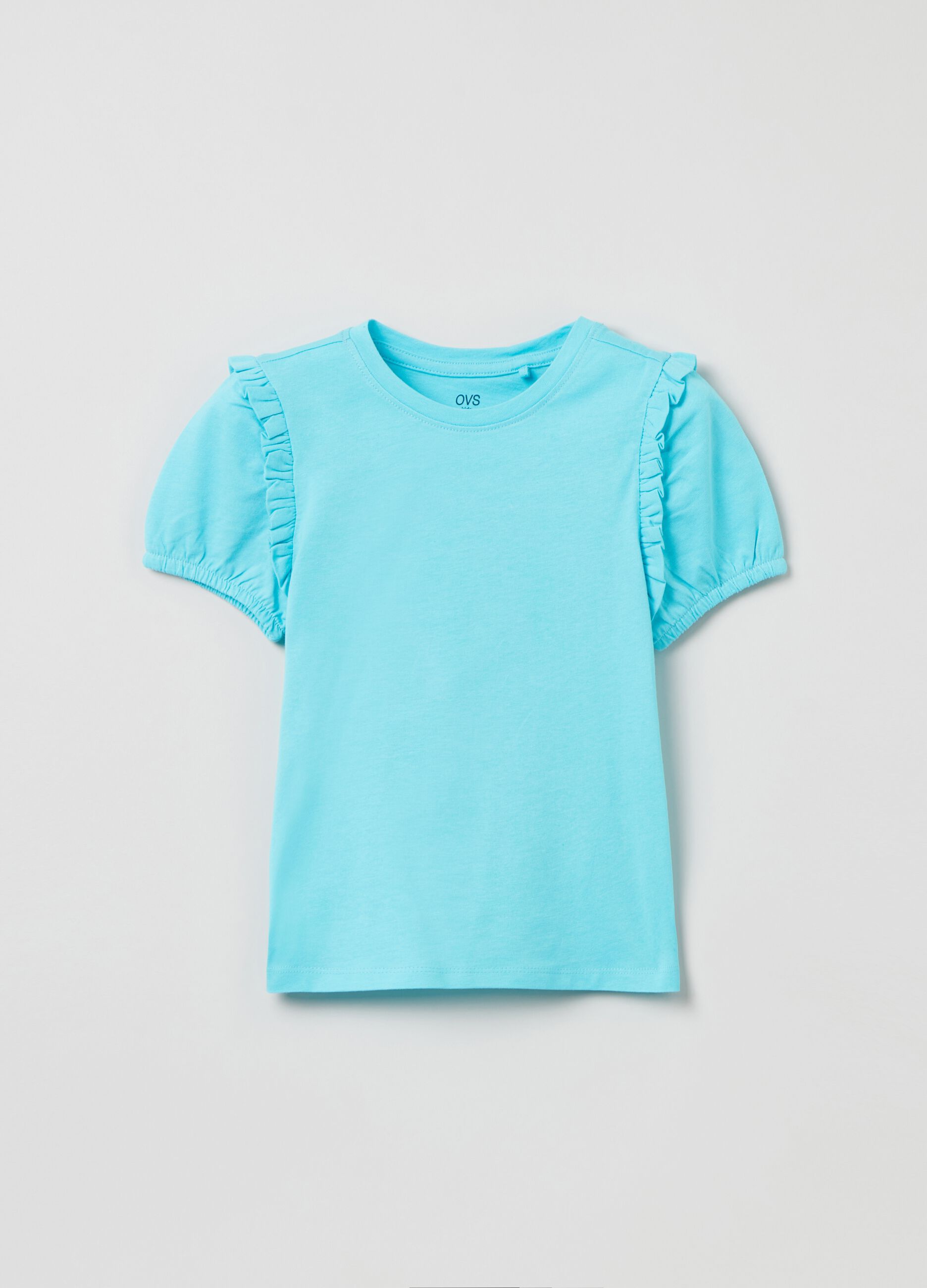 Cotton T-shirt with frills