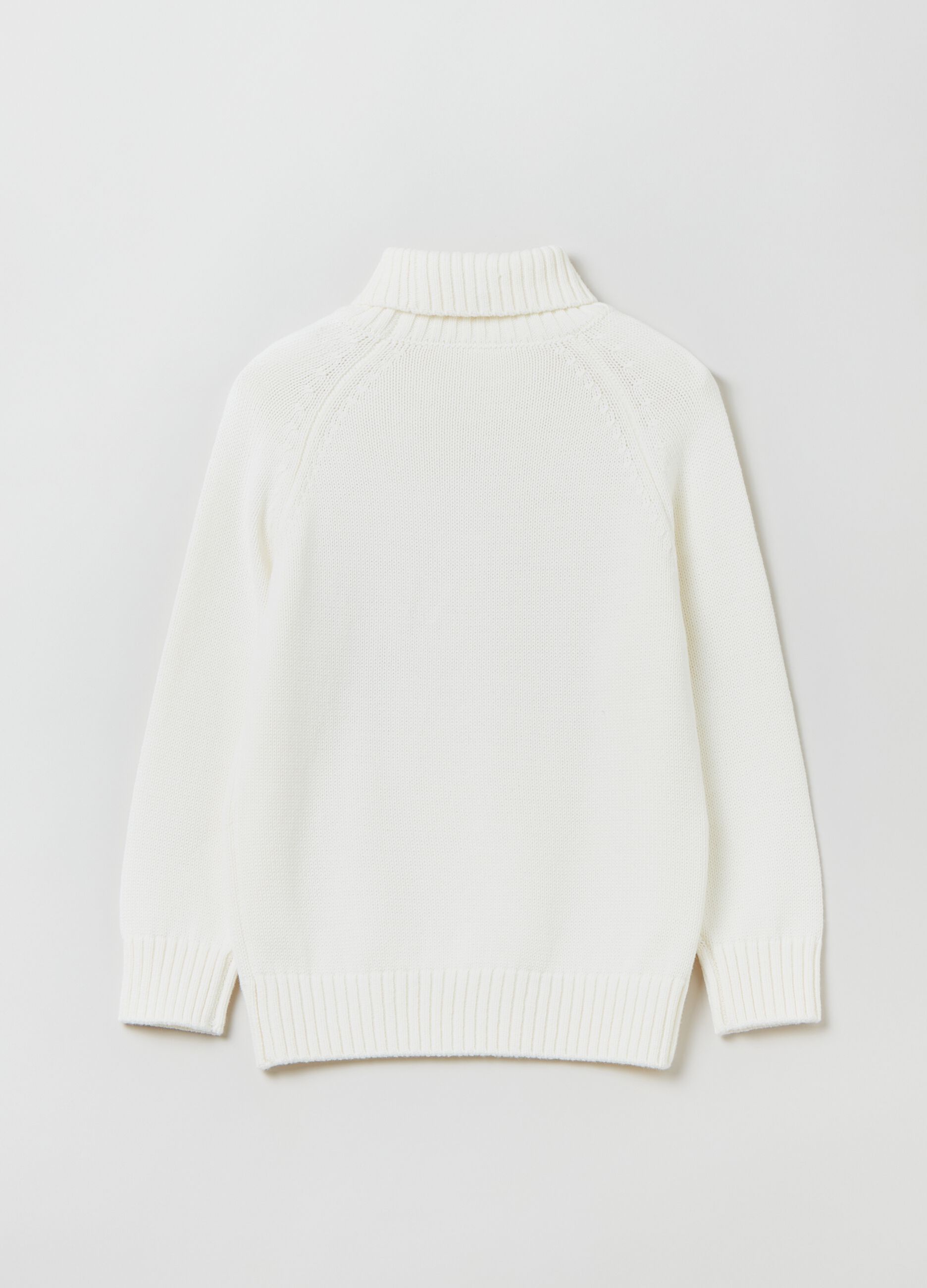 Solid-colour knit turtle-neck sweater