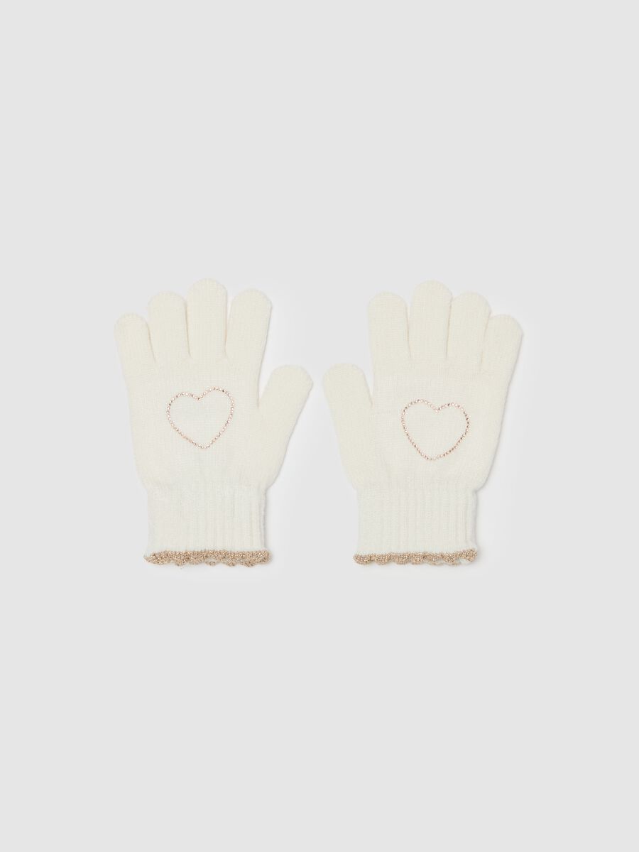 Gloves with diamanté heart_0