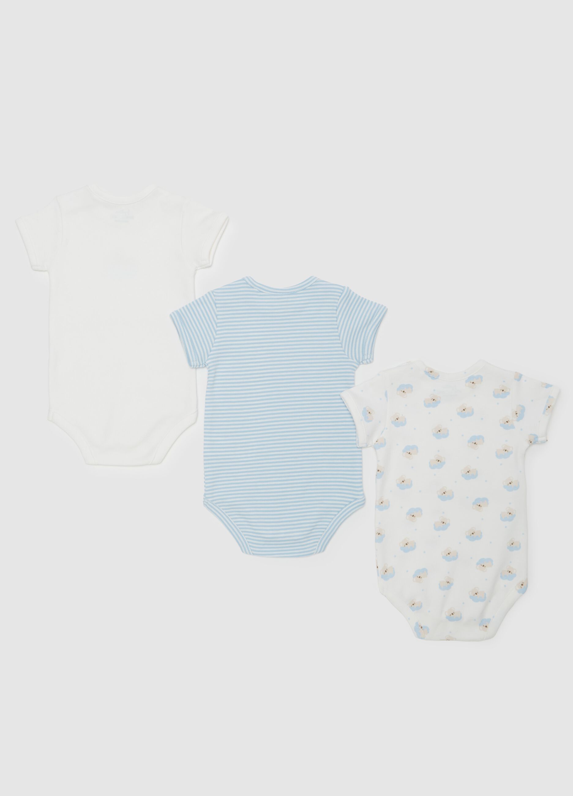 Three-pack bodysuits in organic cotton with print