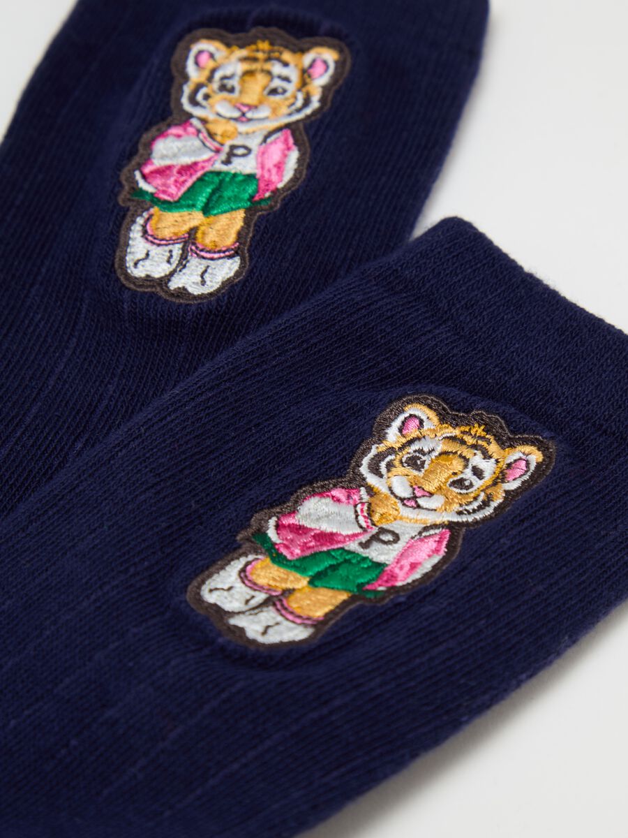 Two-pair pack socks in organic cotton with teddy bear patch_2