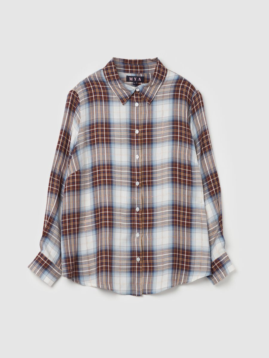 Curvy check flannel shirt with lurex_0