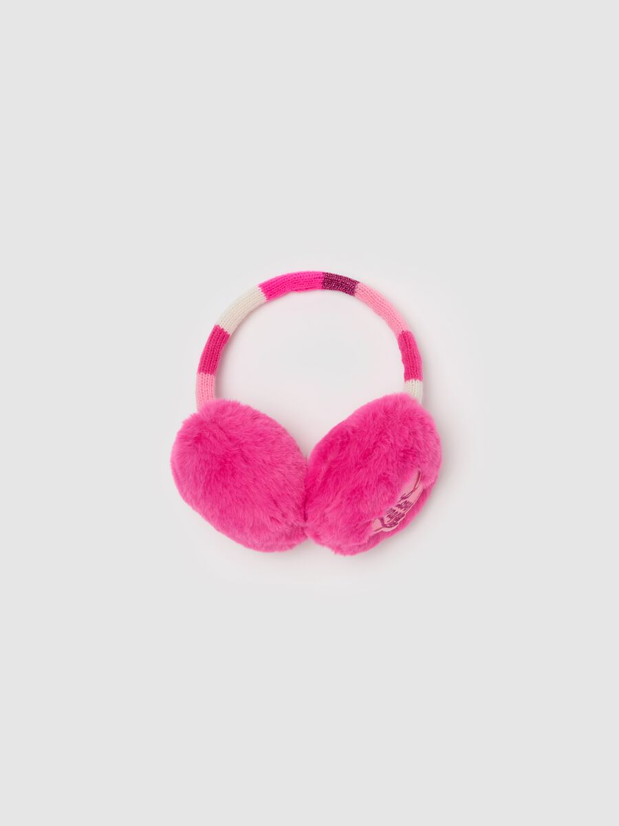 Faux fur ear muffs with patch_0