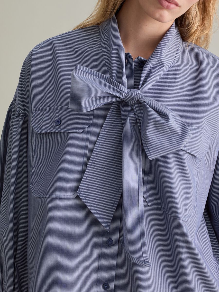 Cotton shirt with bow scarf_5