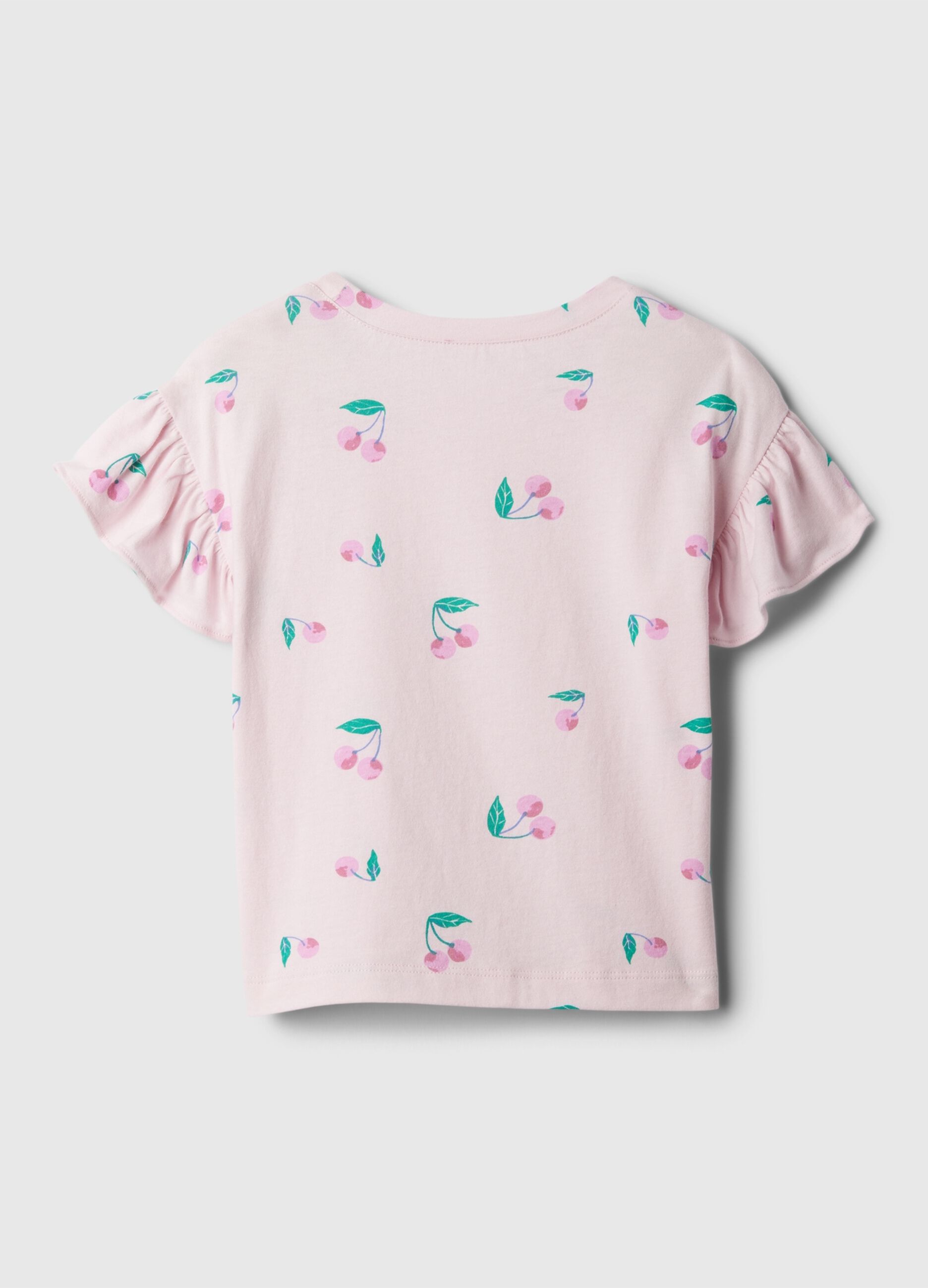 Printed T-shirt with cap sleeves