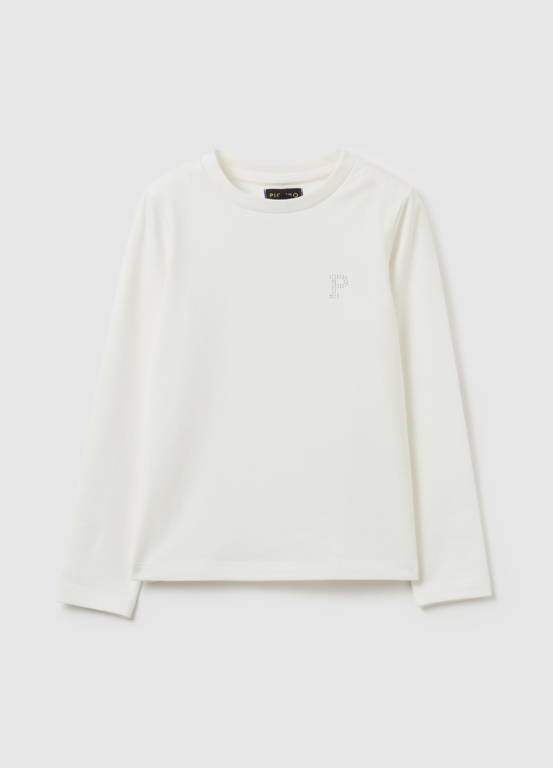 Long-sleeved T-shirt with diamanté logo