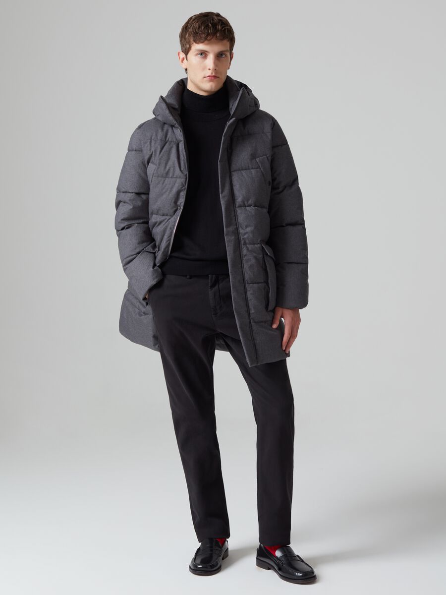 Quilted down jacket with hood_0