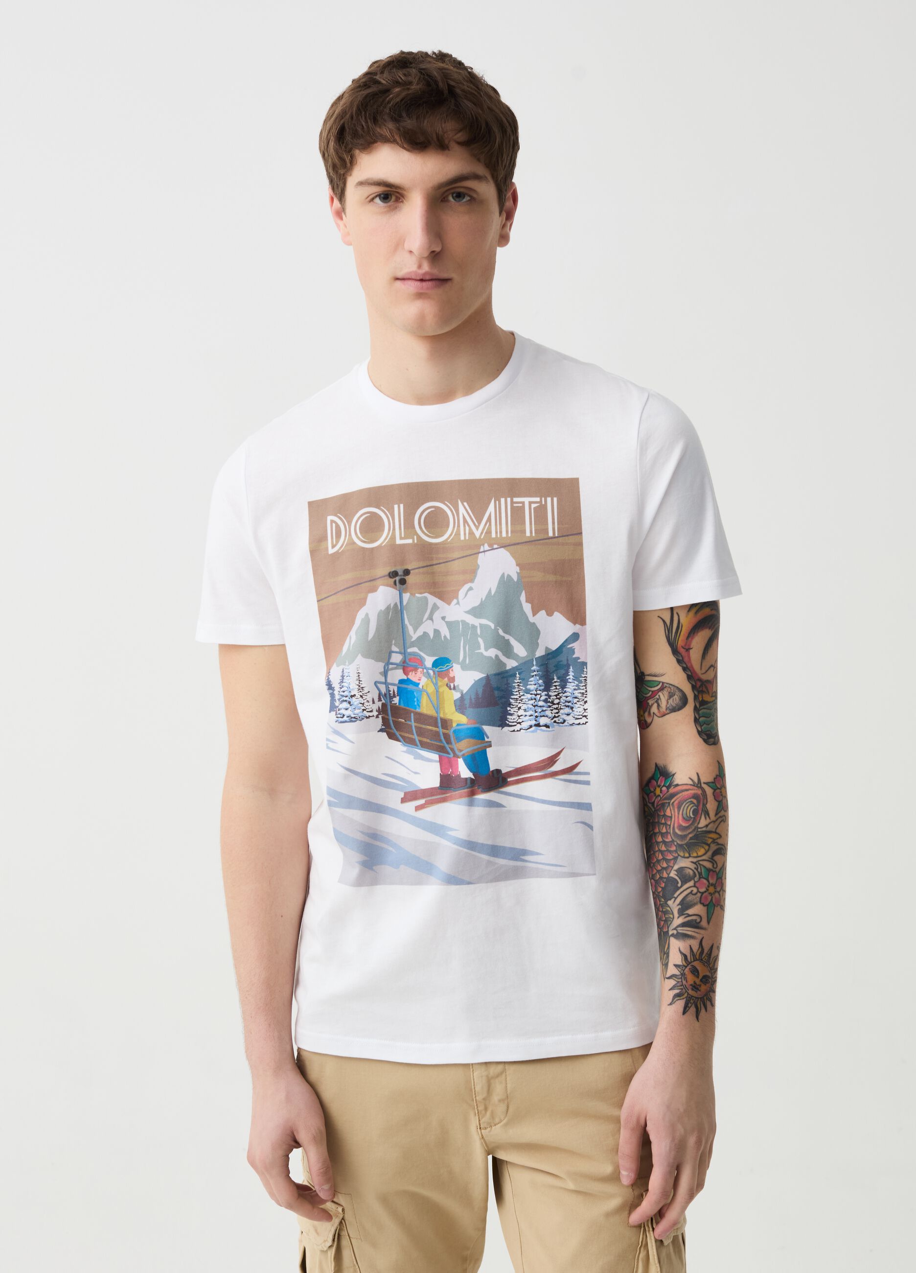 Ovs T-shirt in cotone stampa Dolomiti