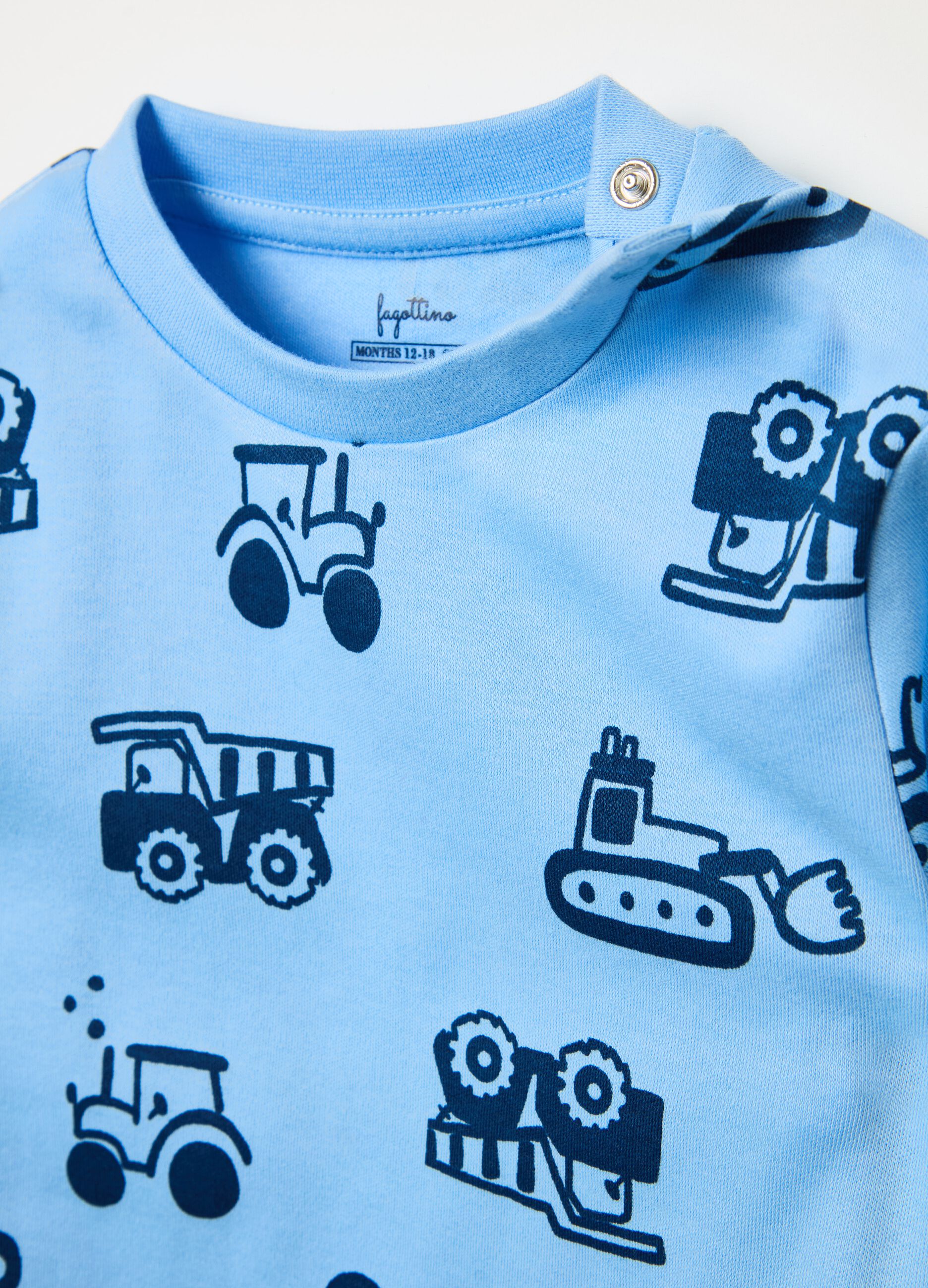 Pyjamas in organic cotton with machinery print