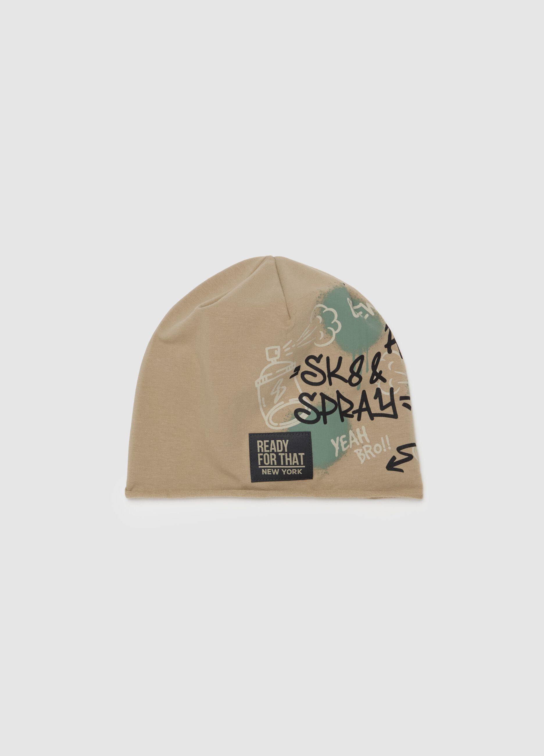 French terry hat with lettering print