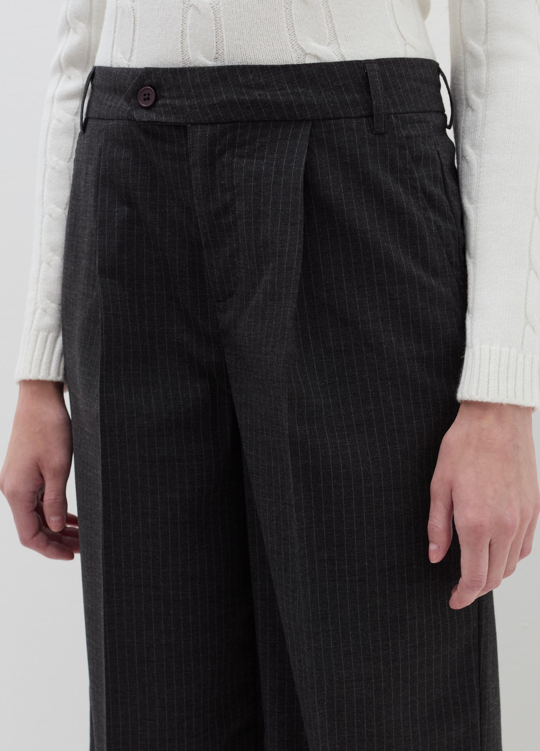 Pinstriped palazzo trousers