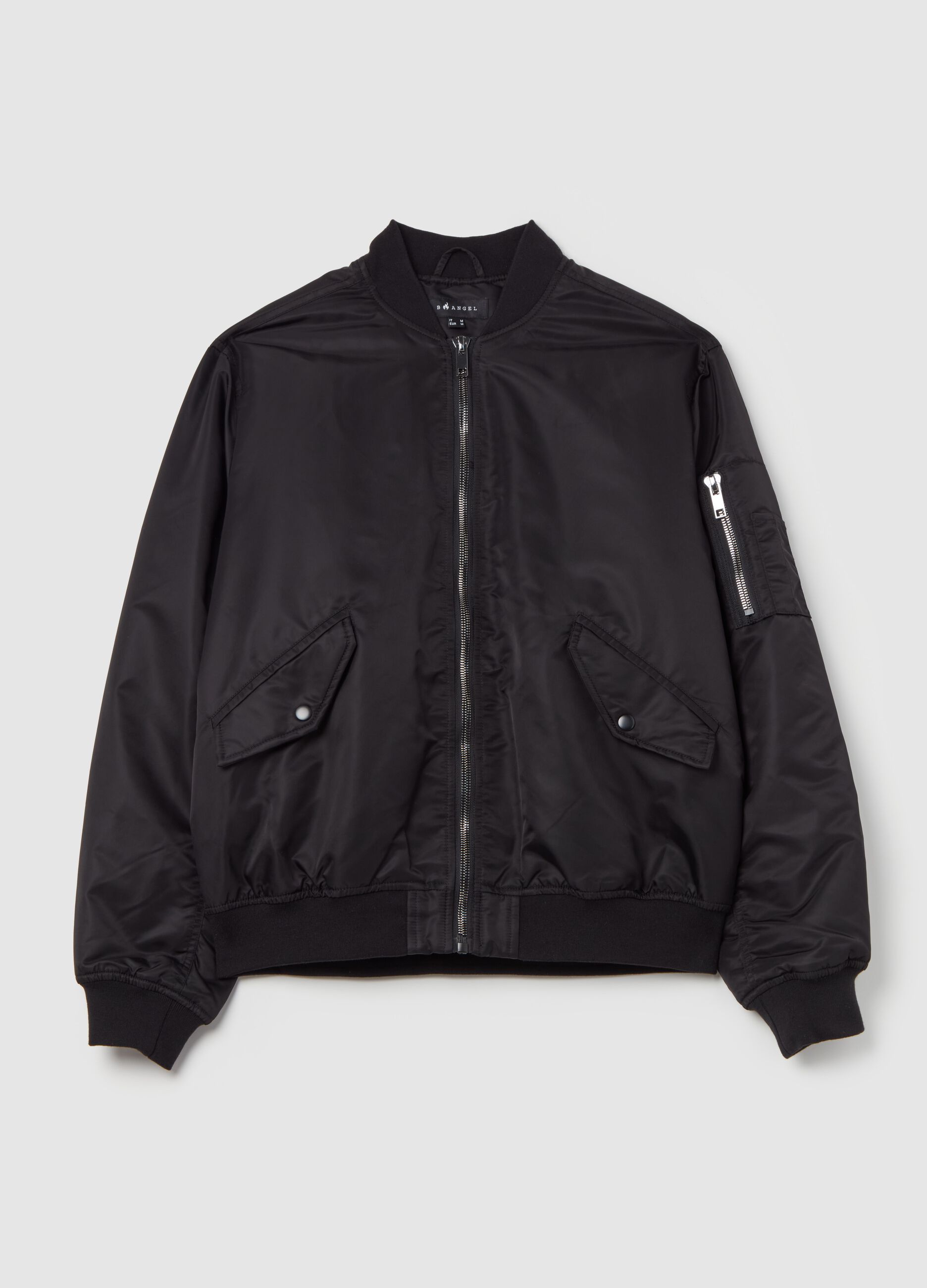 Solid colour full-zip bomber jacket