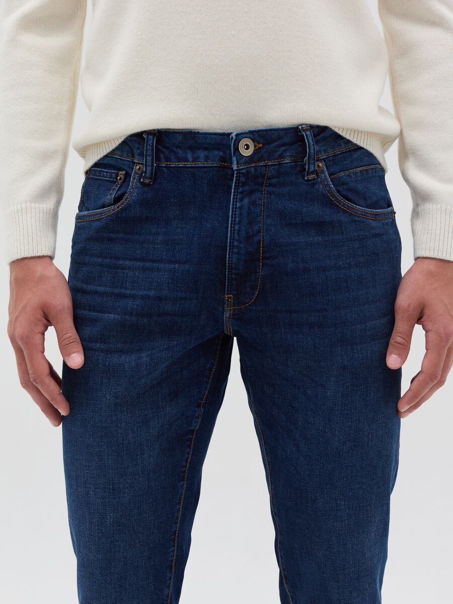 Regular-fit cross-hatch cotton jeans_3