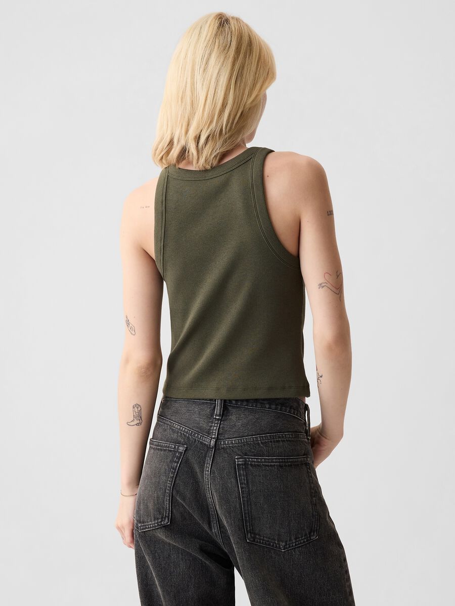 Ribbed crop tank top with halter neck_2