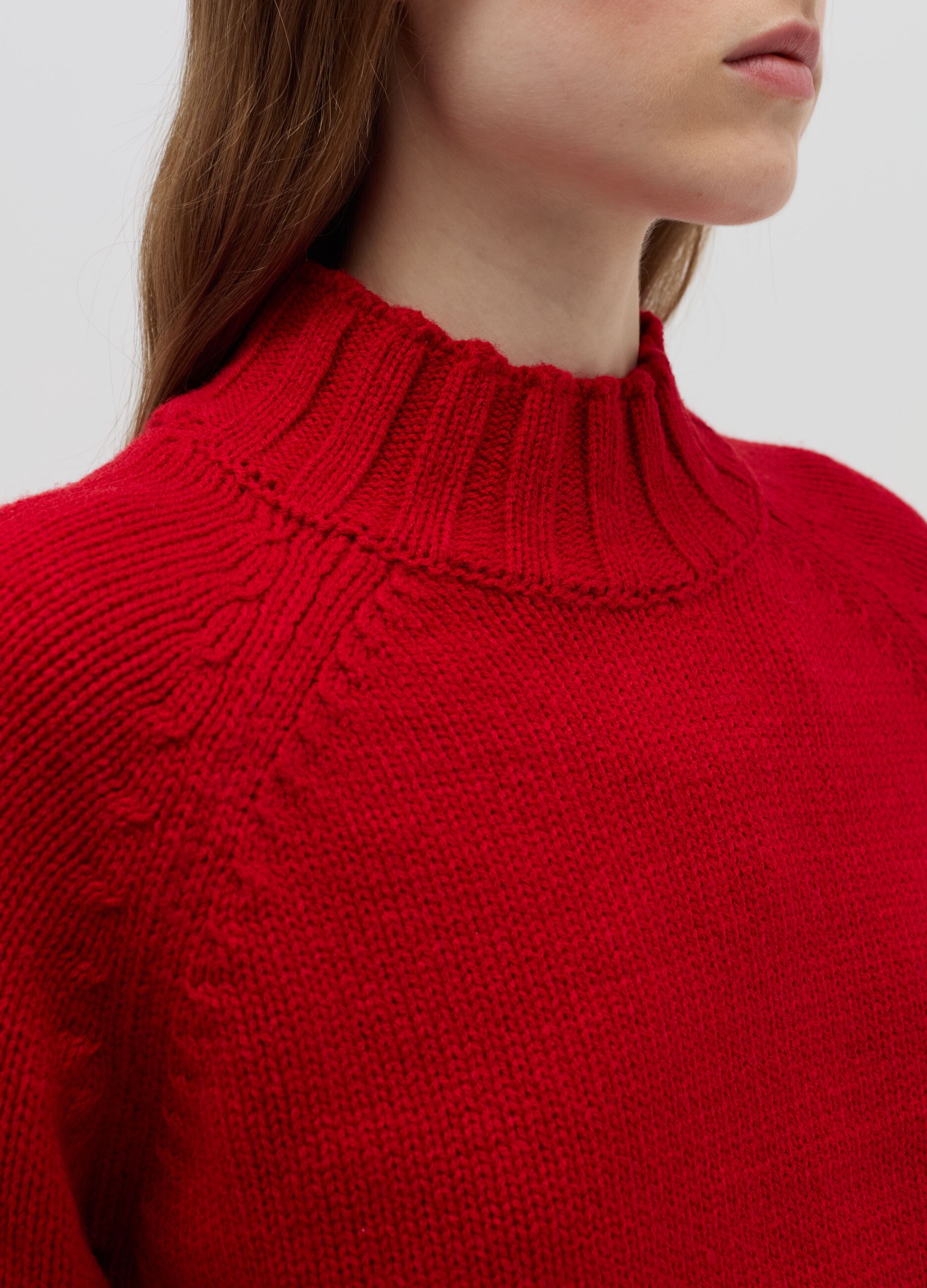 Knitted top with mock neck