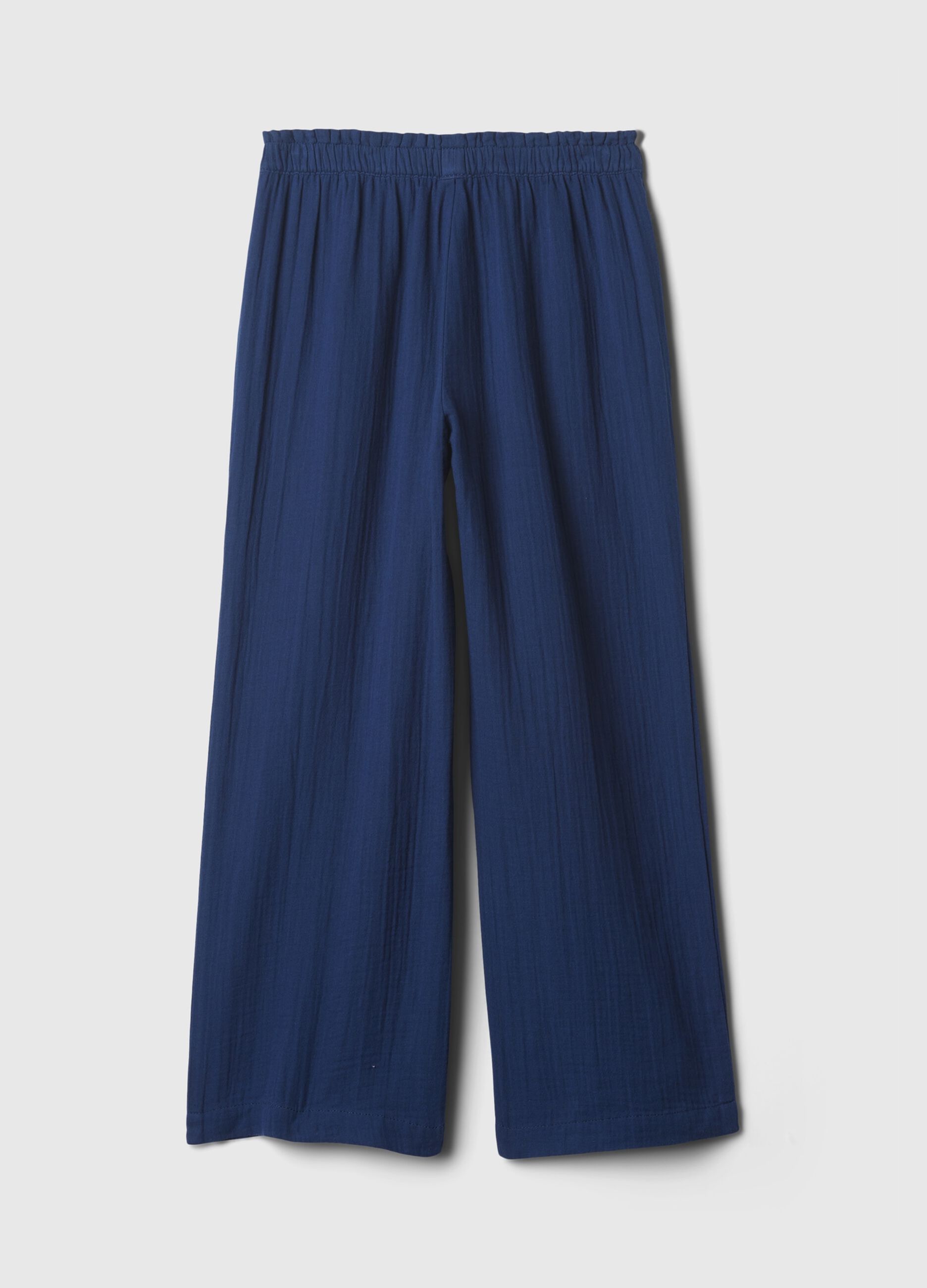 Pull-on trousers in crinkle-effect gauze