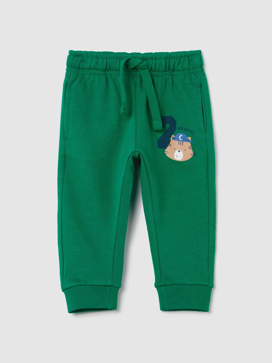 Fleece joggers with drawstring and print_0