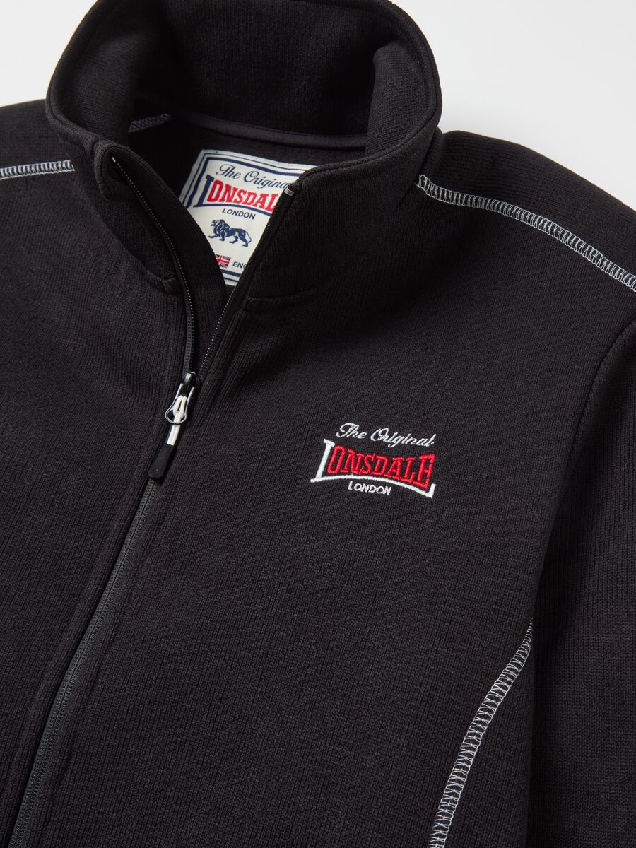 Full-zip sweatshirt with high neck, embroidery and logo patch_4